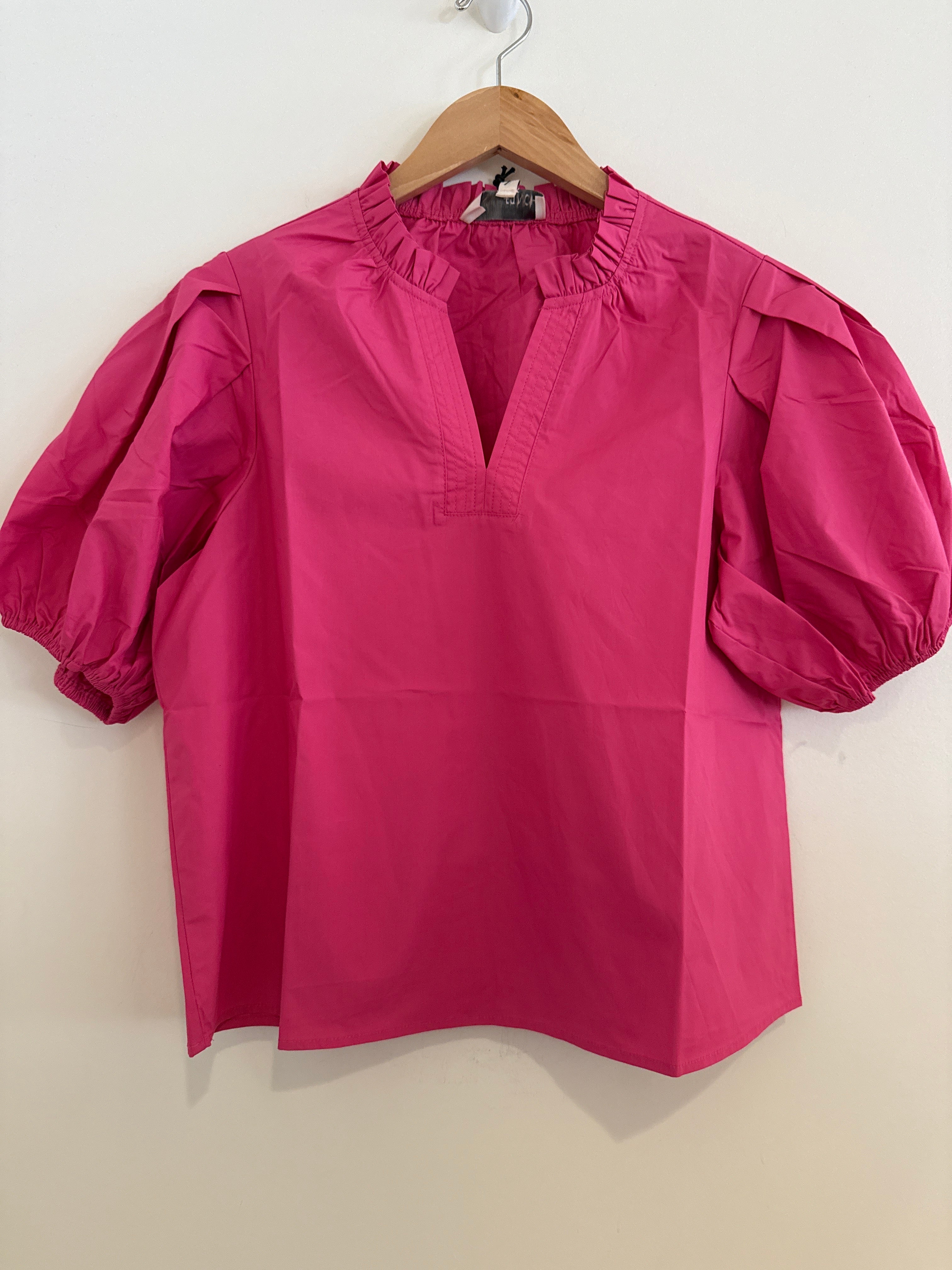 RR V Neck Top With Ruffle Neck