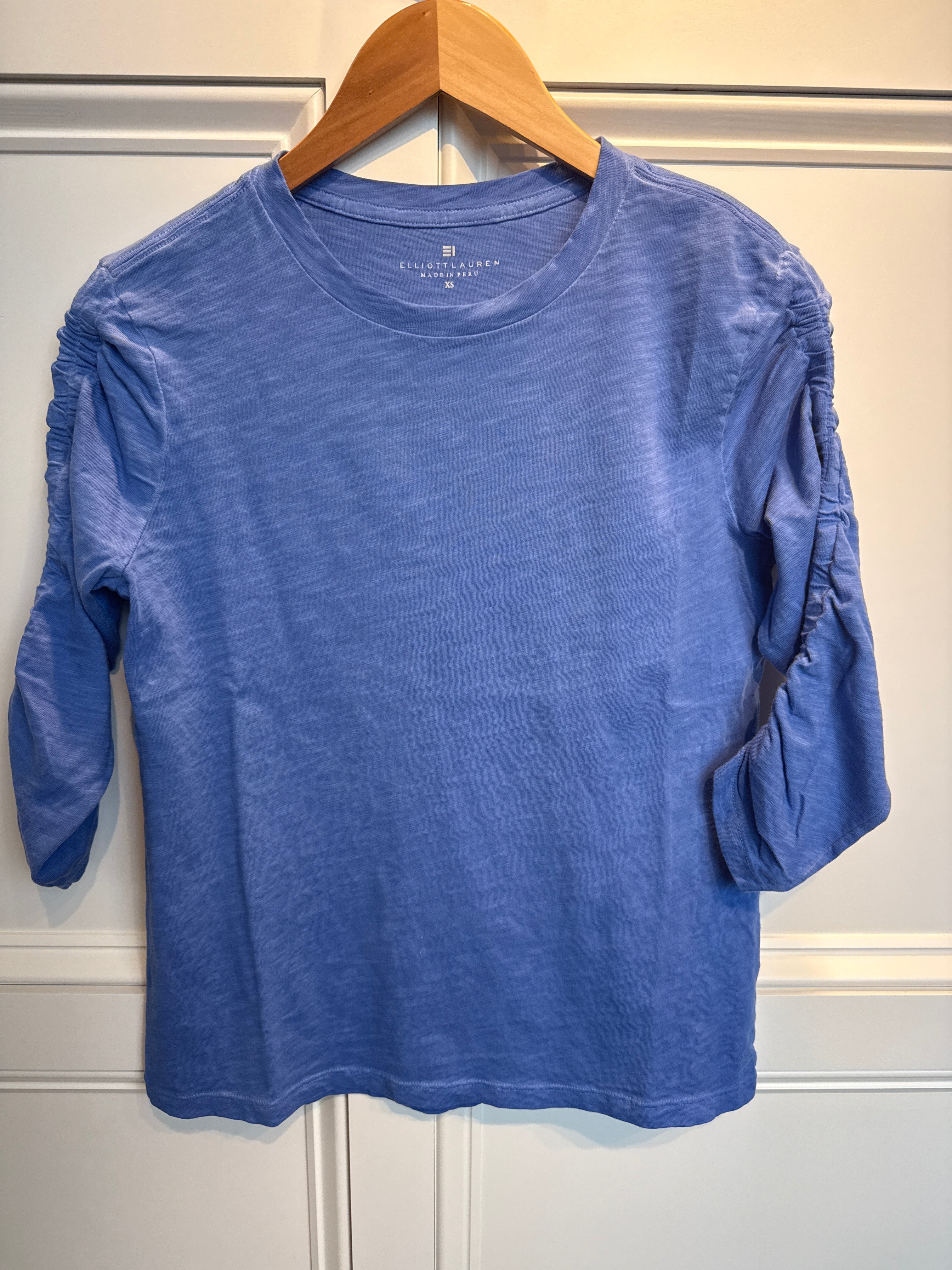 Elliott Lauren Ruched 3/4 Sleeve Crew Neck Tee Cobalt