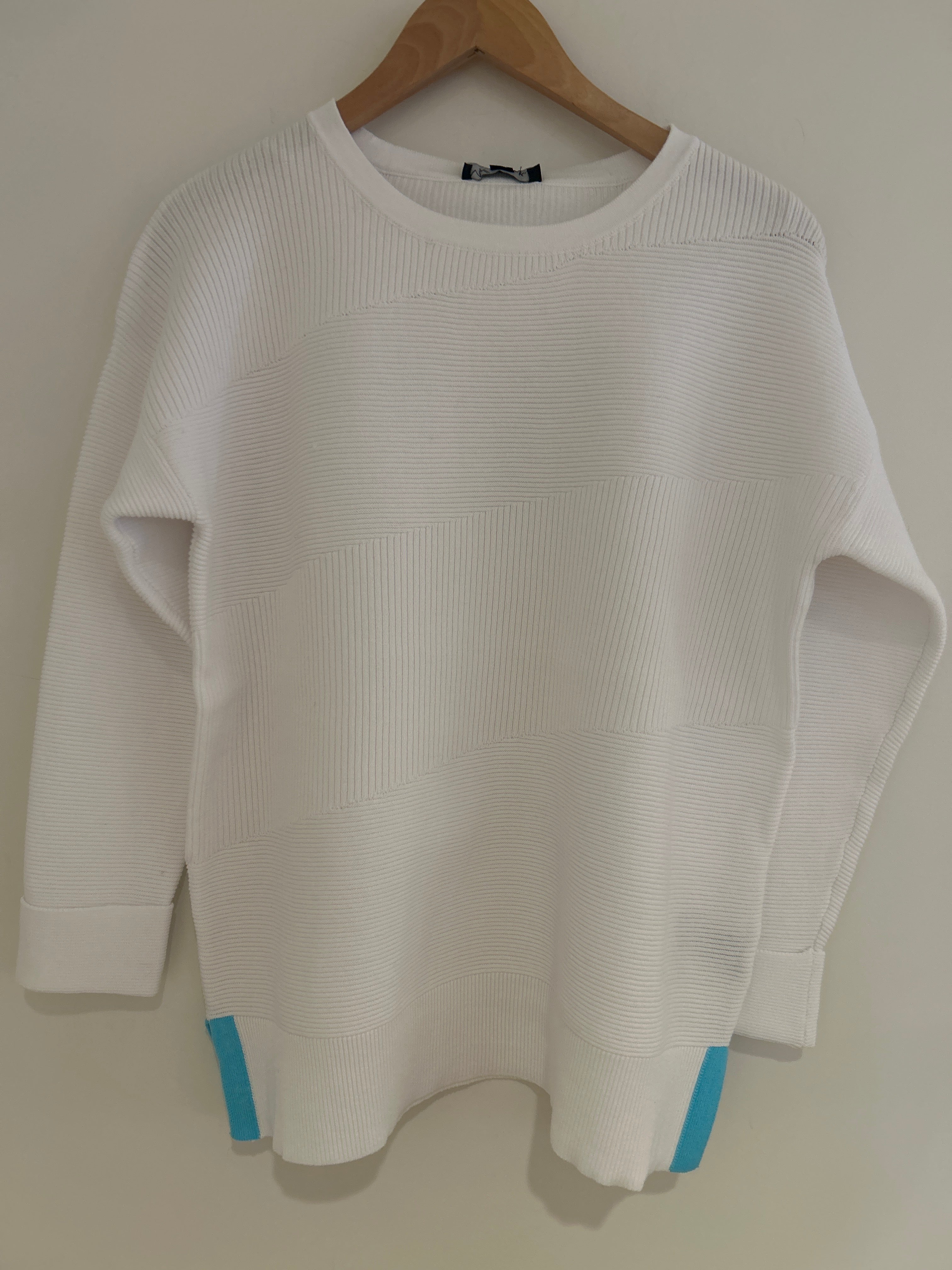 Ribbed Sweater With Turquoise Tab Accents