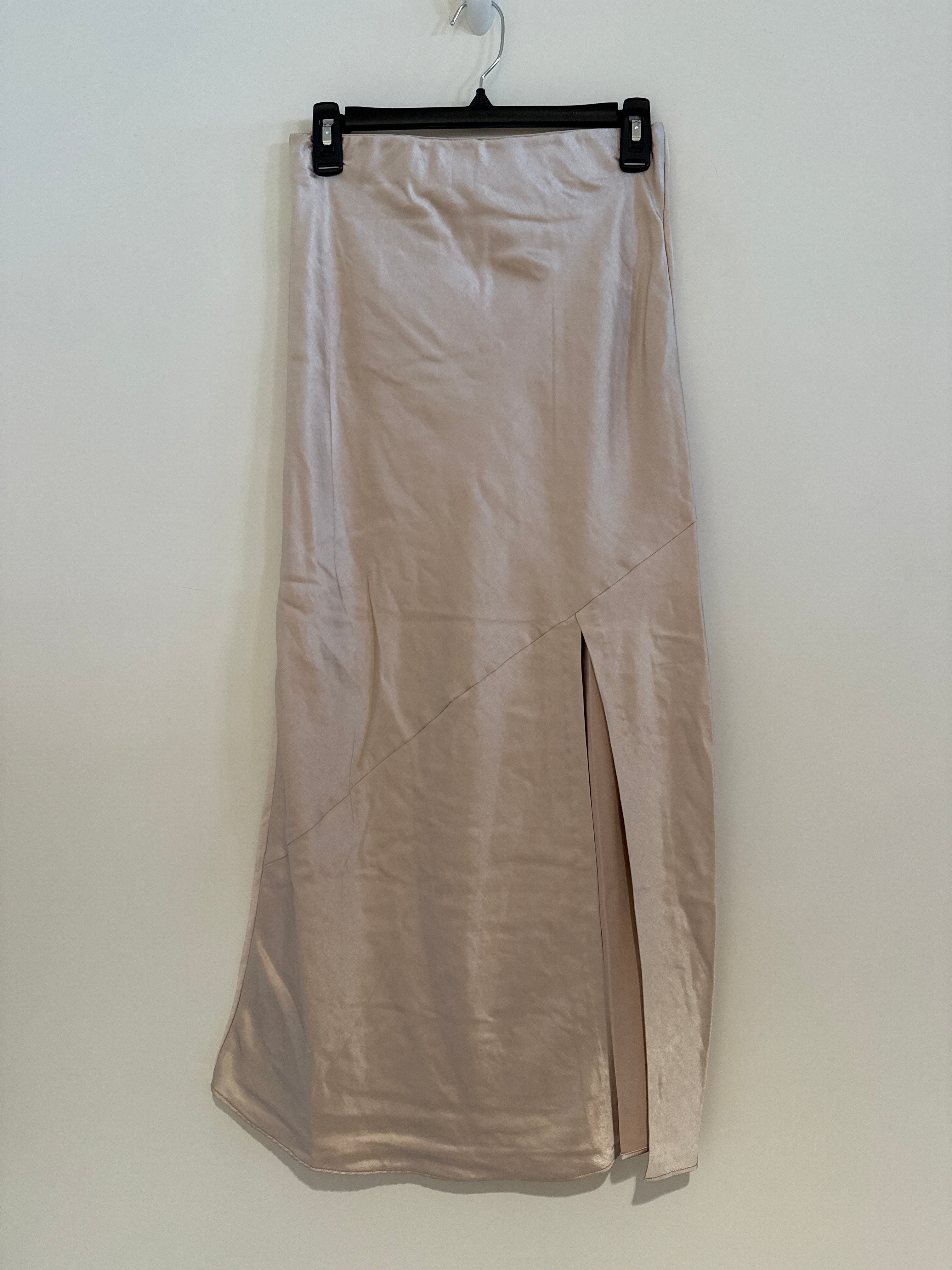 Lilla P Satin Front Slit Midi Skirt