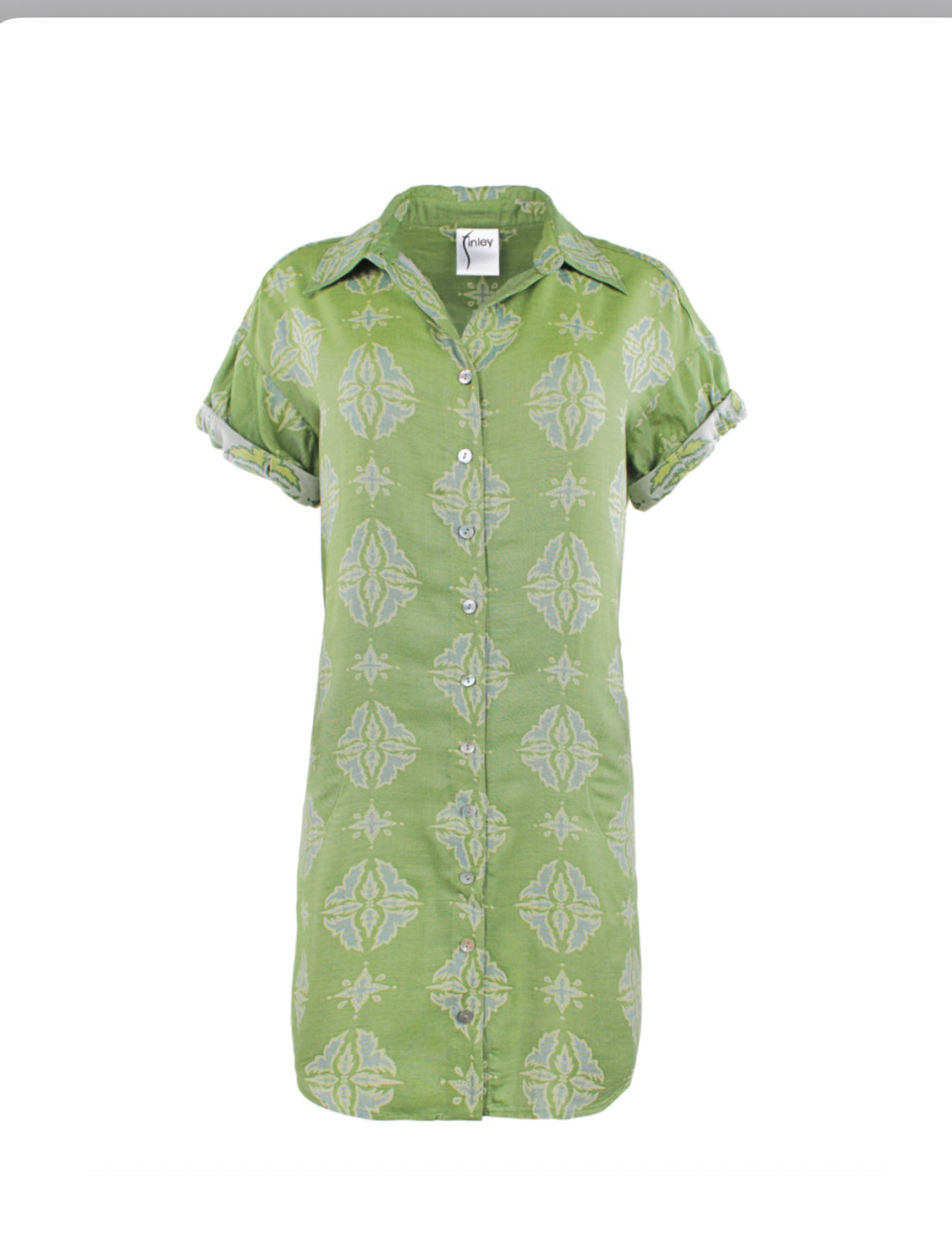 Finley Roll Sleeve Camp Dress Ethnic Jacquard