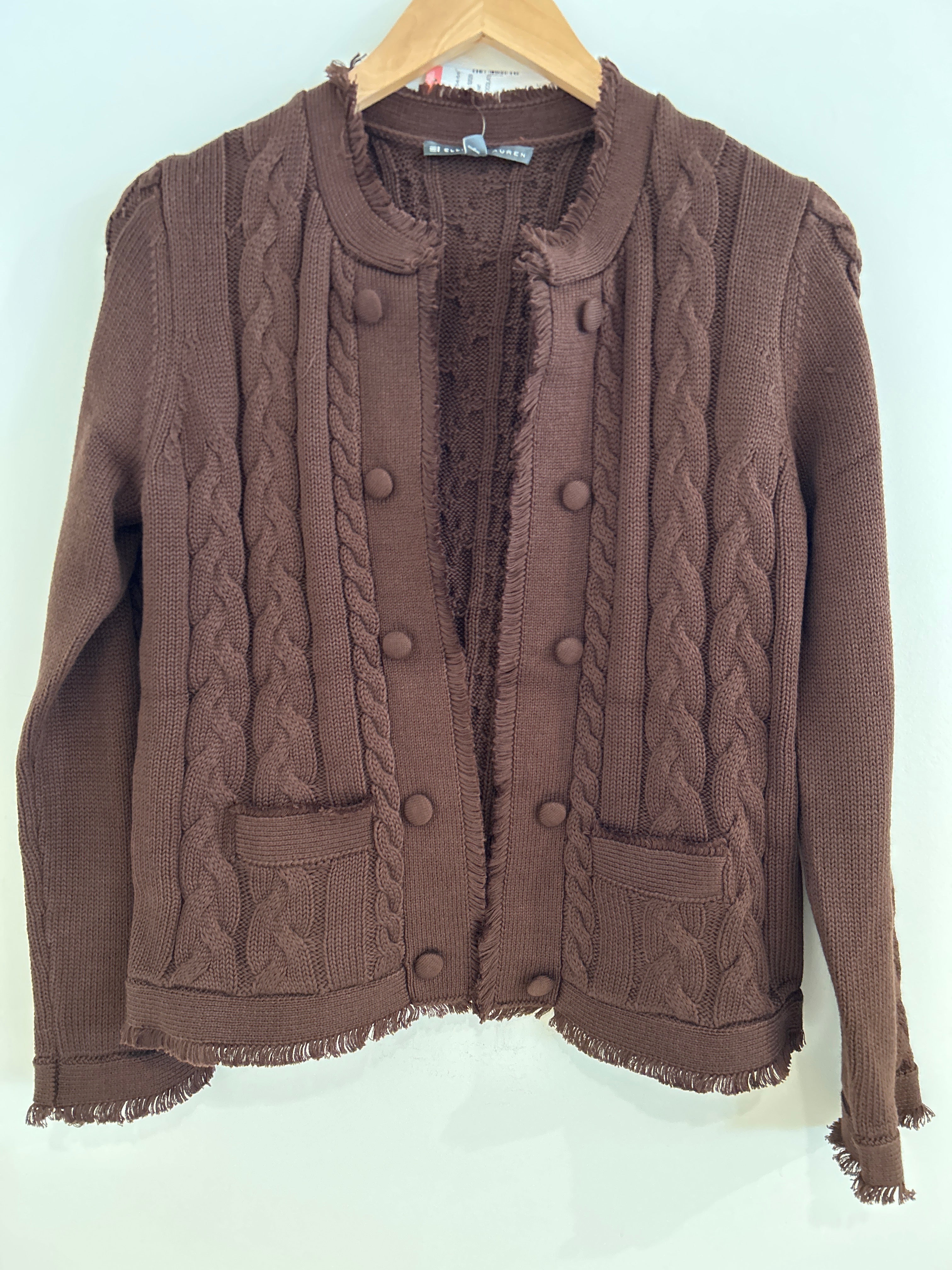Elliott Lauren Chocolate Cable Cardigan Sweater