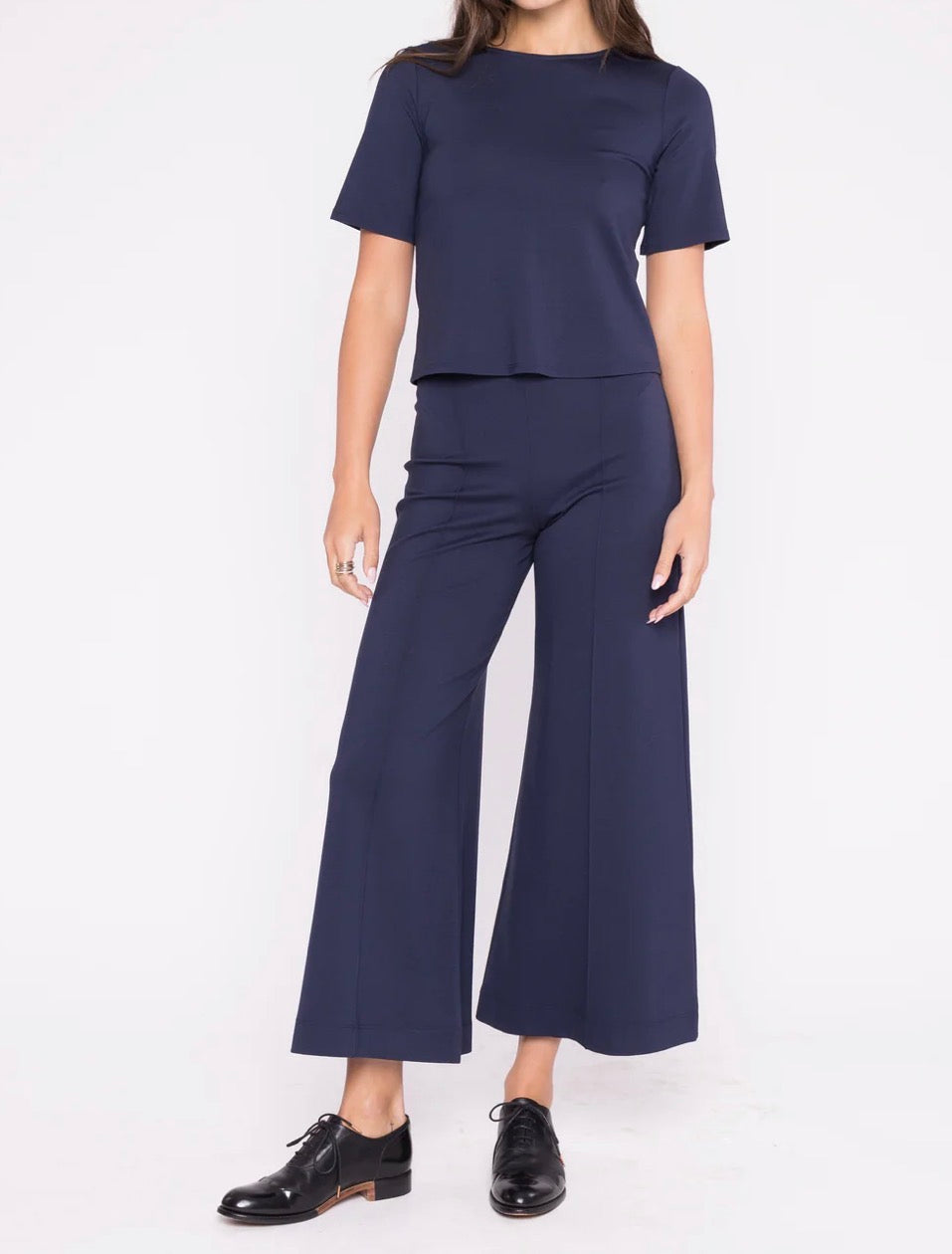 Ripley Rader Ponte Cropped Wide Leg Pant Navy