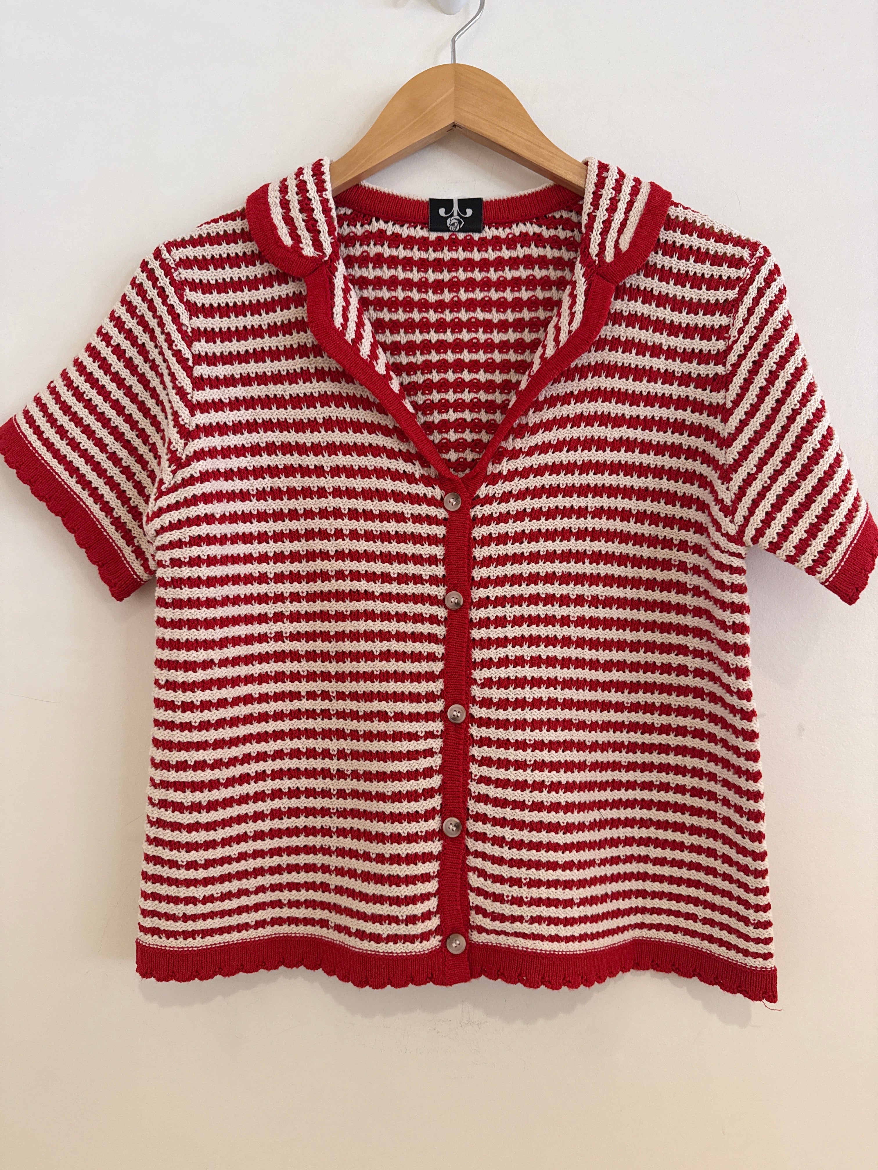 Rain + Rose Tatiana Knit Polo Red