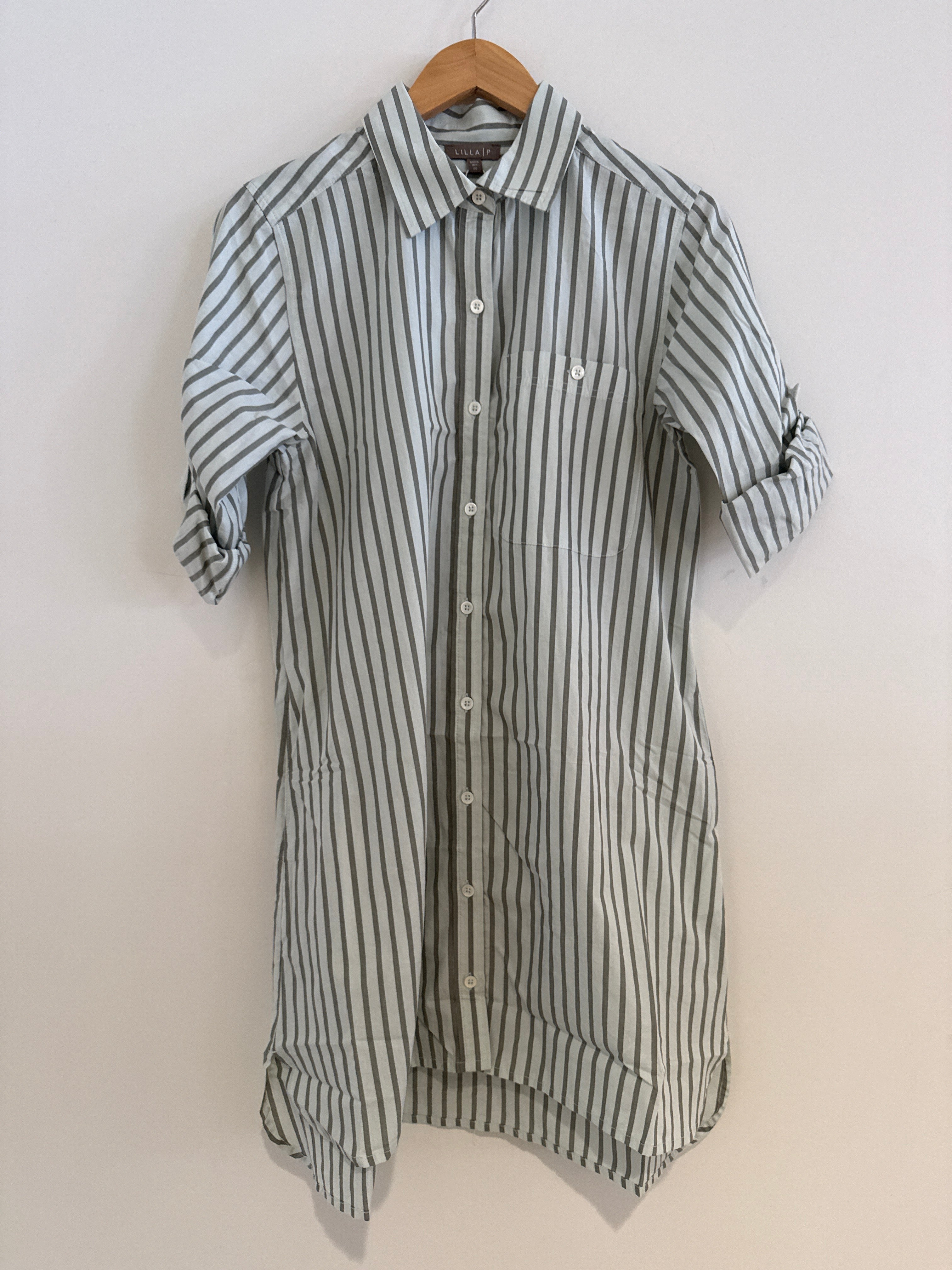 Lilla P Striped Shirt Dress Pool