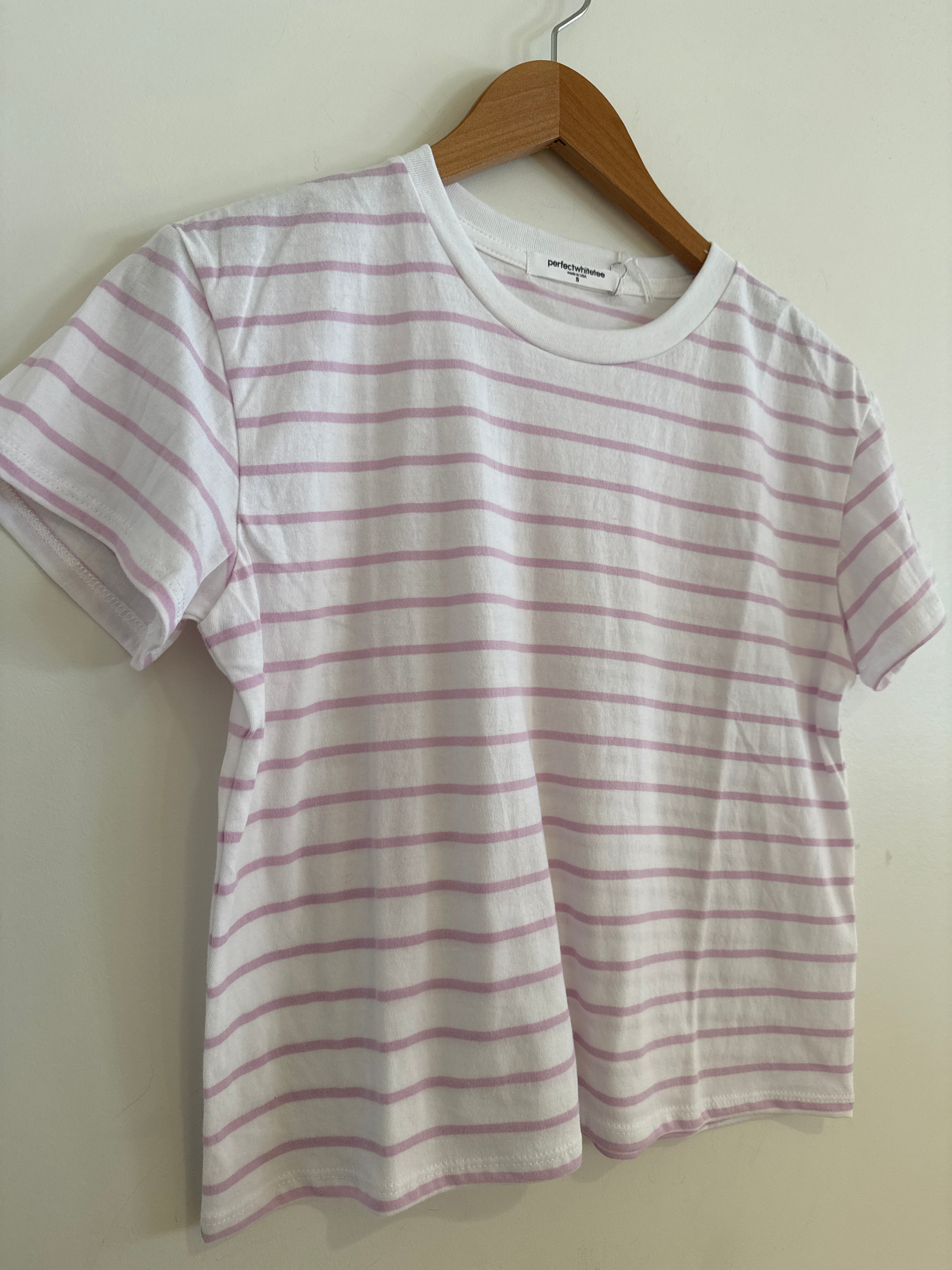 Perfect White Tee Pink Stripe Everett Tee