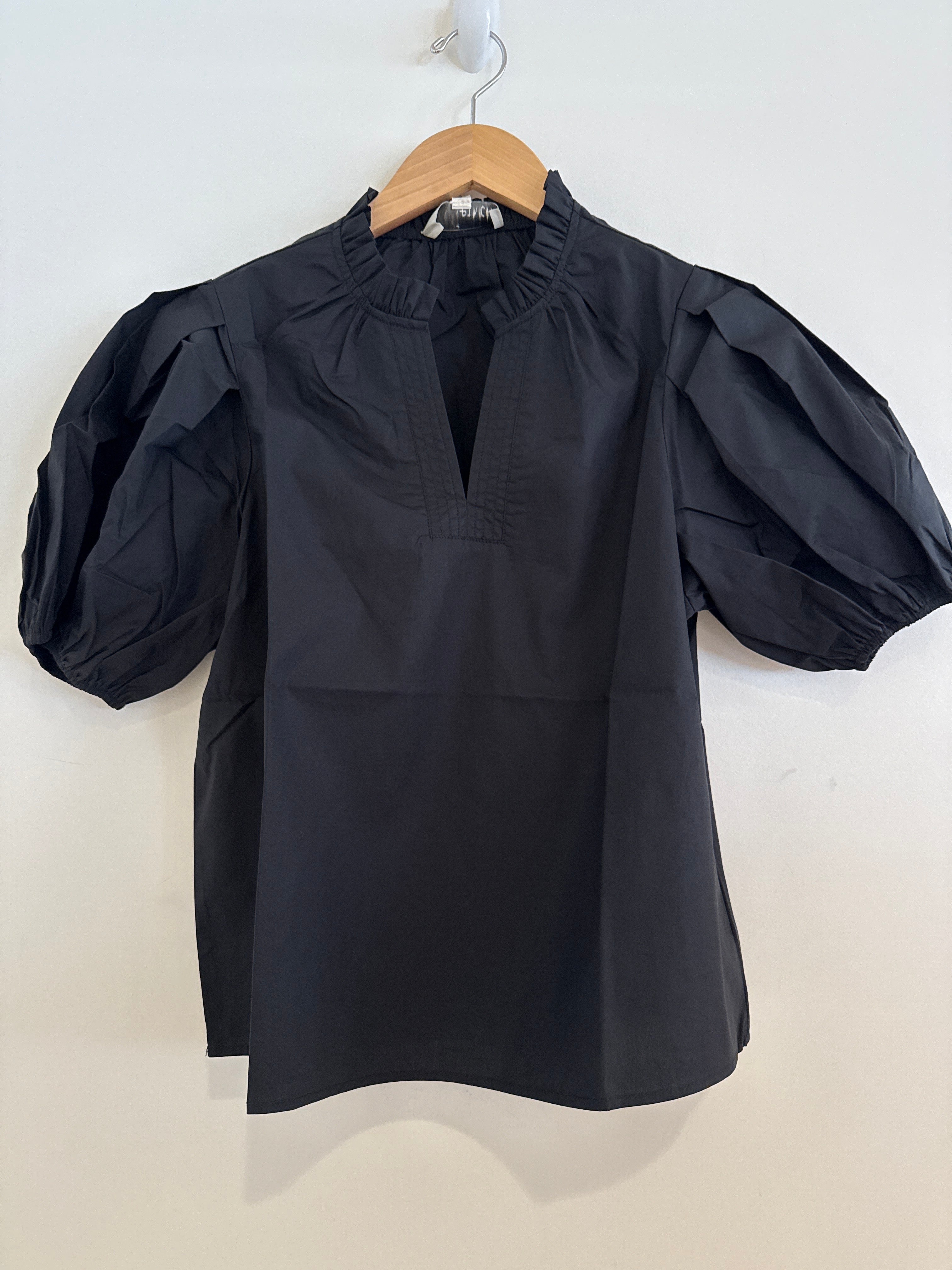 RR V Neck Top With Ruffle Neck
