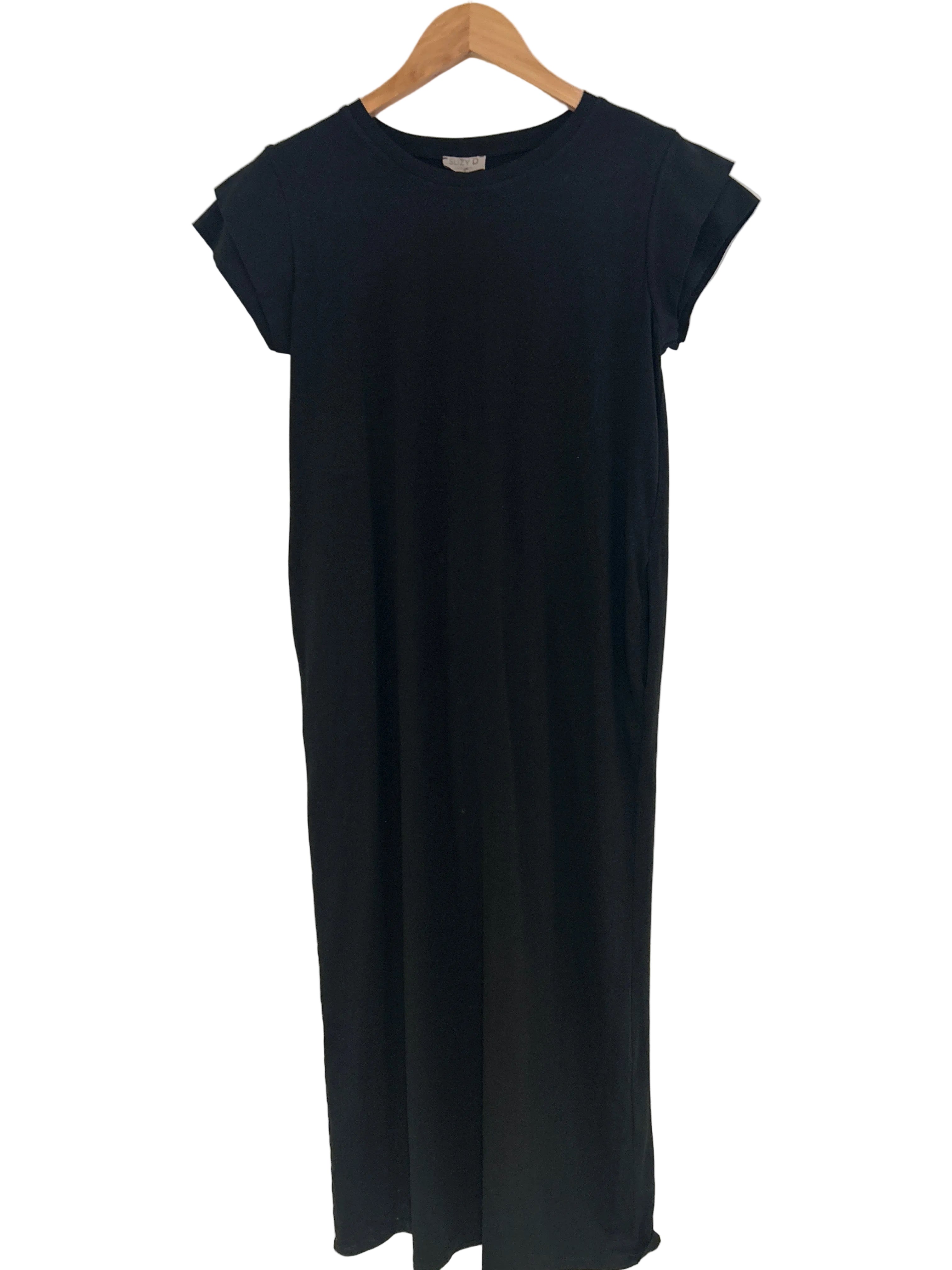 Suzy D Flutter Sleeve Knit Midi Dress Black