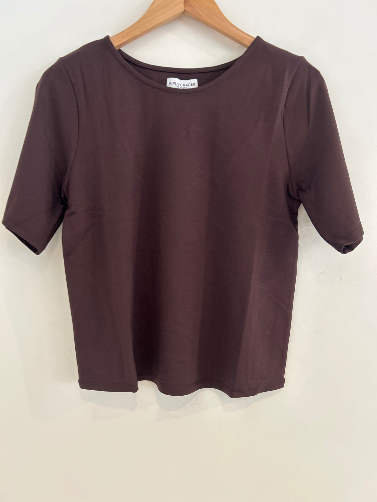 Ripley Rader Extended Length Short Sleeve Ponte Top Chocolate