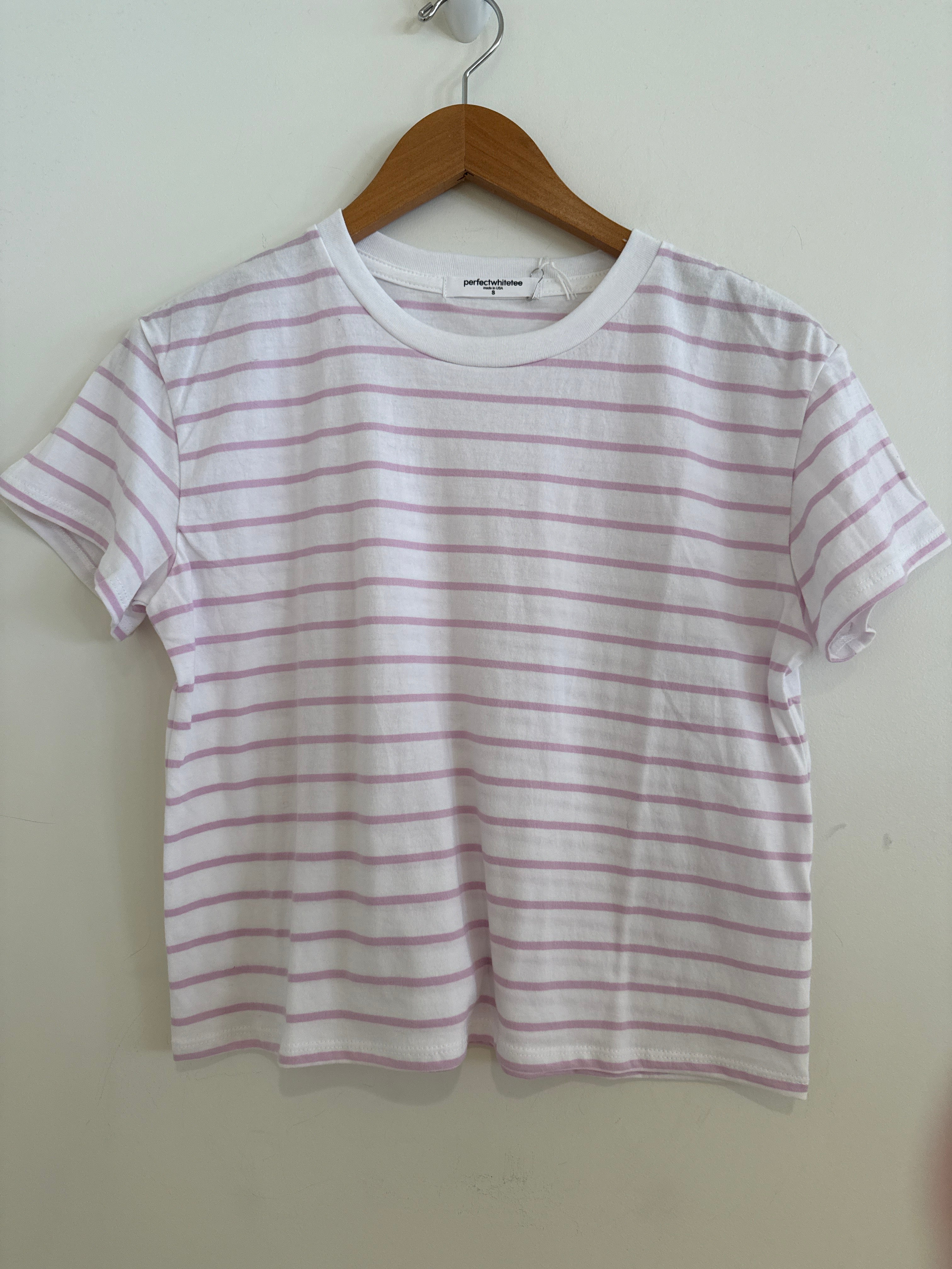 Perfect White Tee Pink Stripe Everett Tee