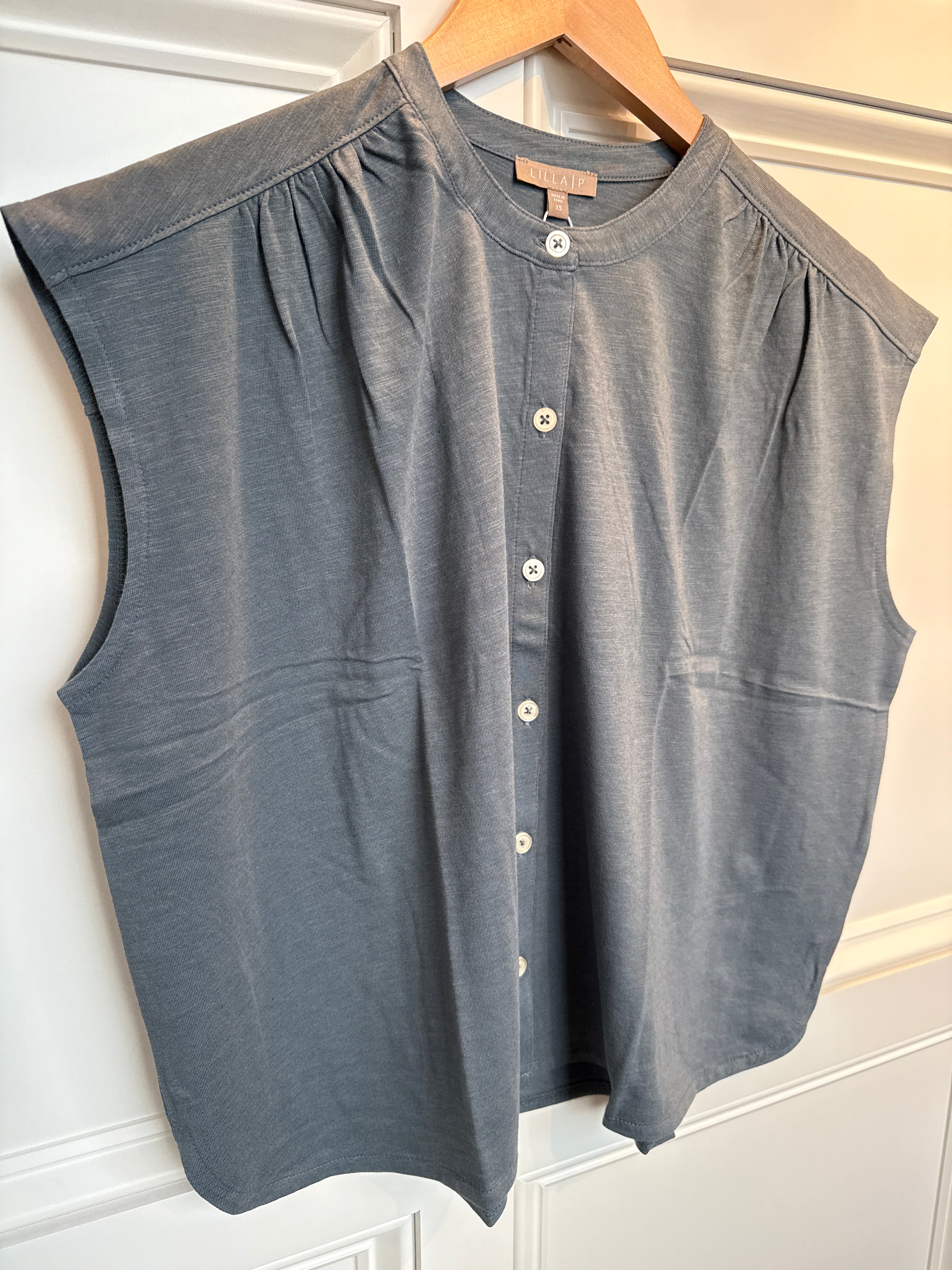 Lilla P Relaxed Button Down Tee Dusk