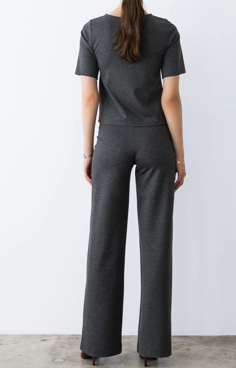 Ripley Rader Extended Length Short Sleeve Ponte Top Charcoal