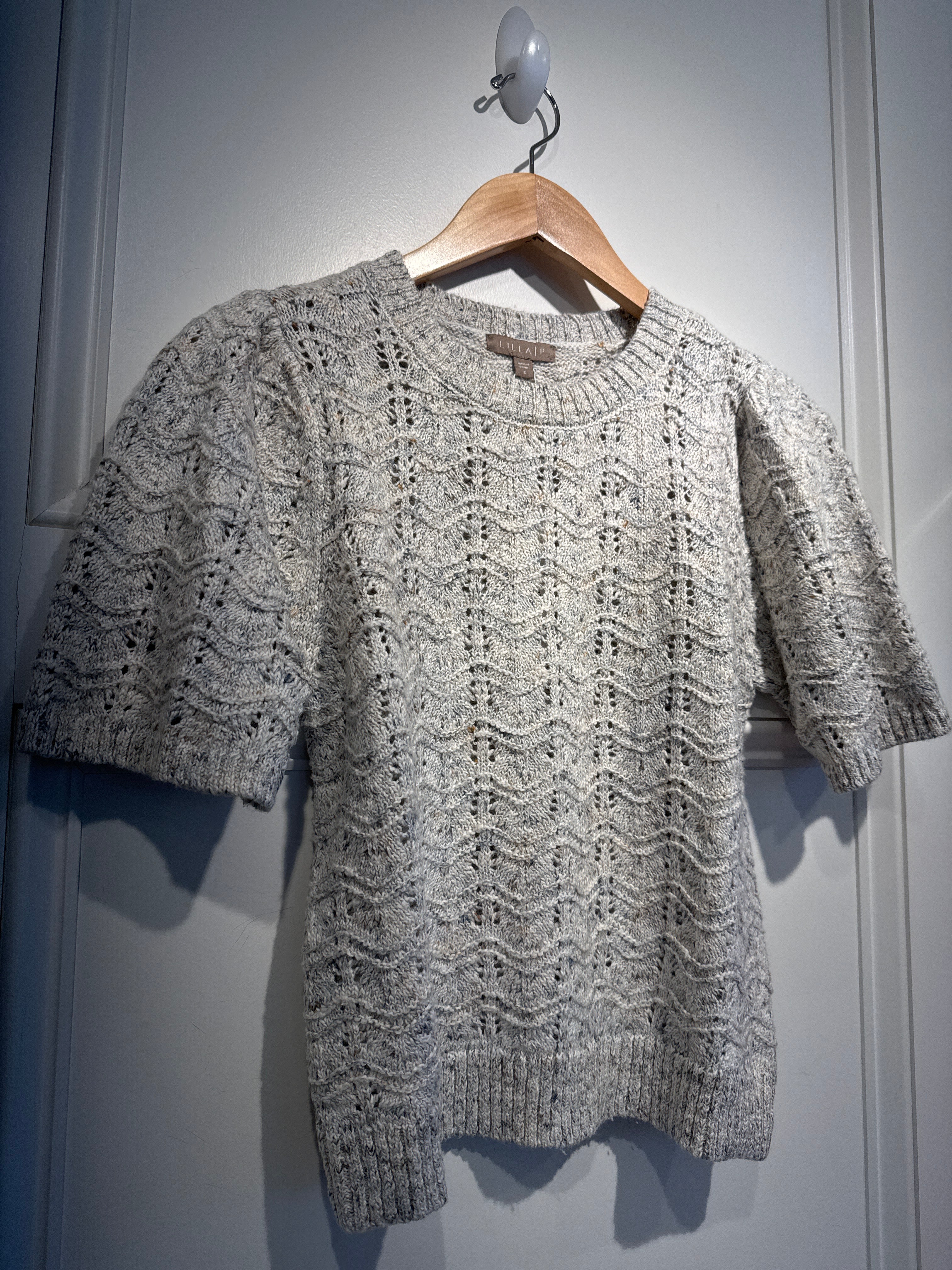 Lilla P Short Sleeve Crew Sweater Mist Marl