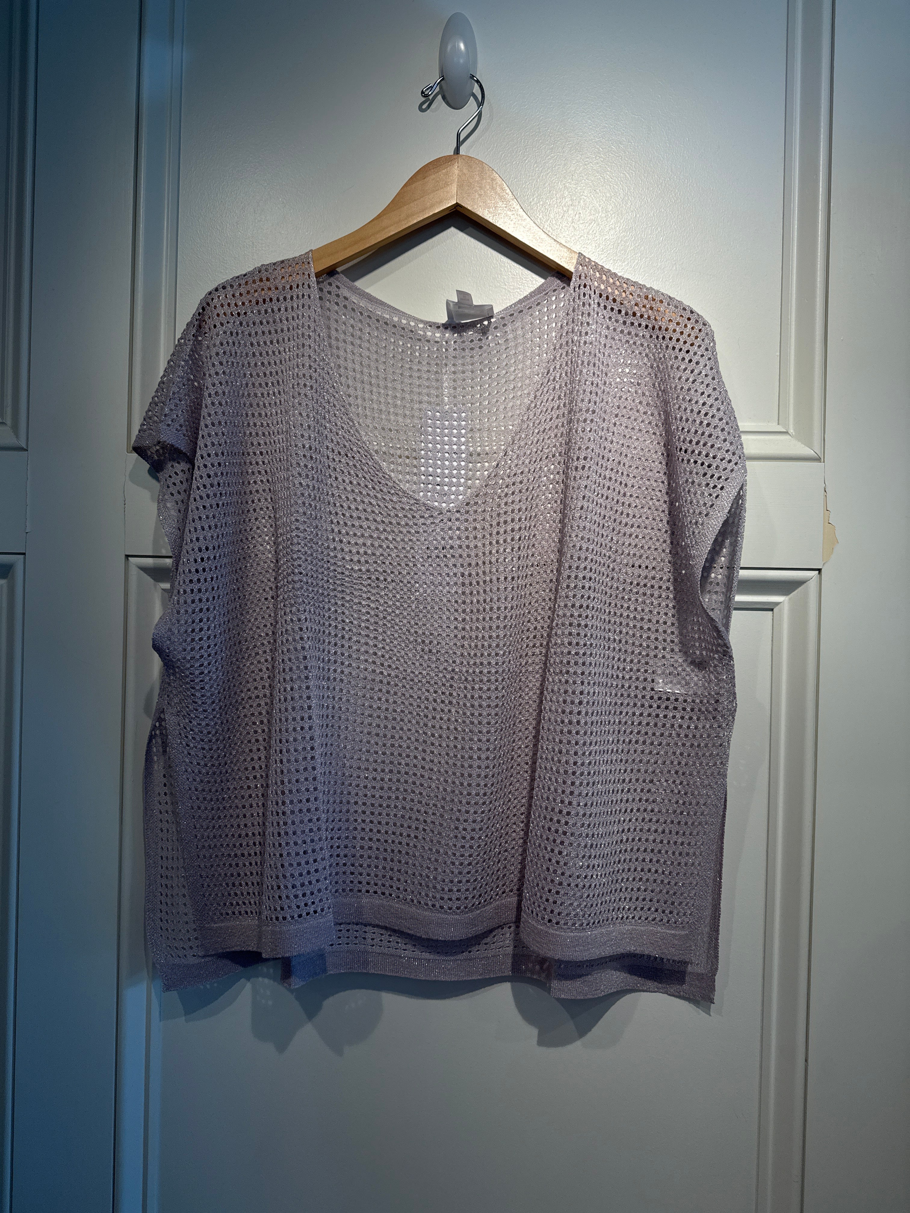 Anonyme Violet Metallic Open Weave Sweater