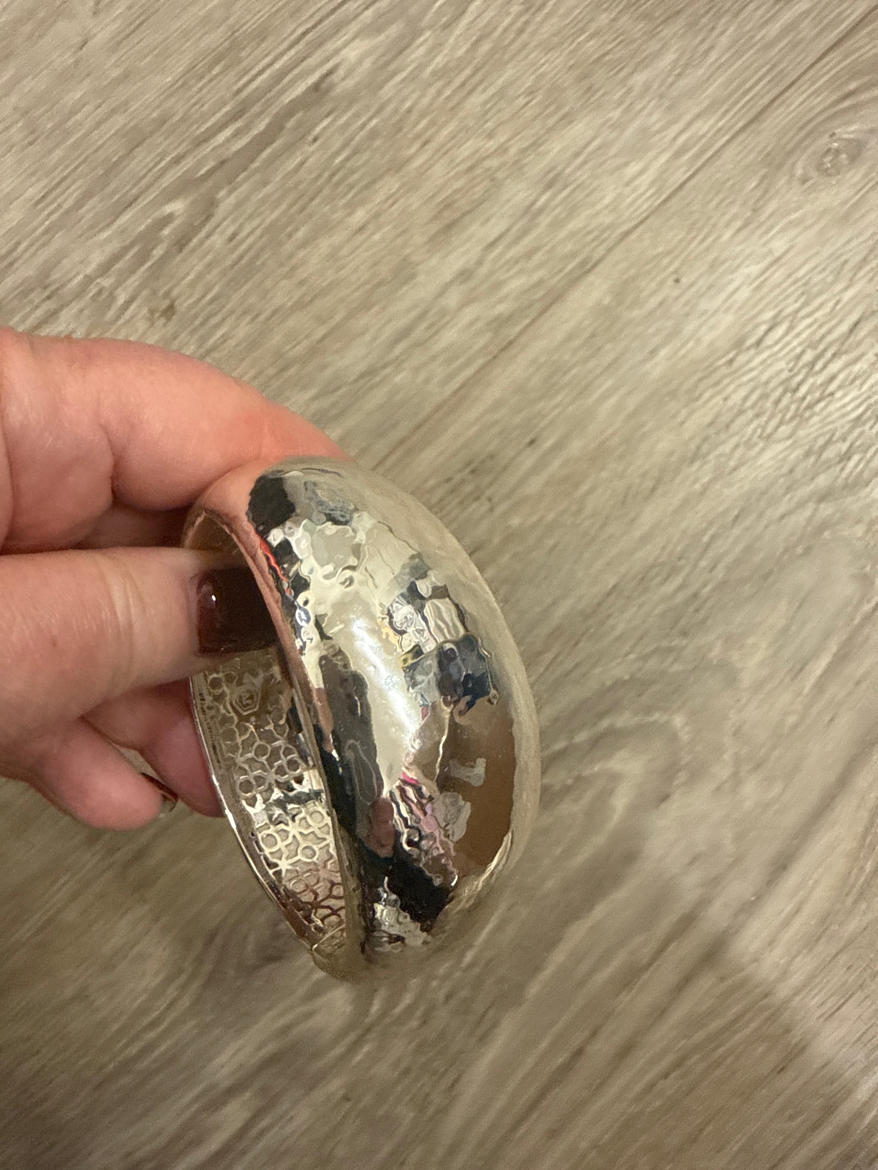 Julie Vos Catalina Statement Hinge Bangle Bracelet Silver