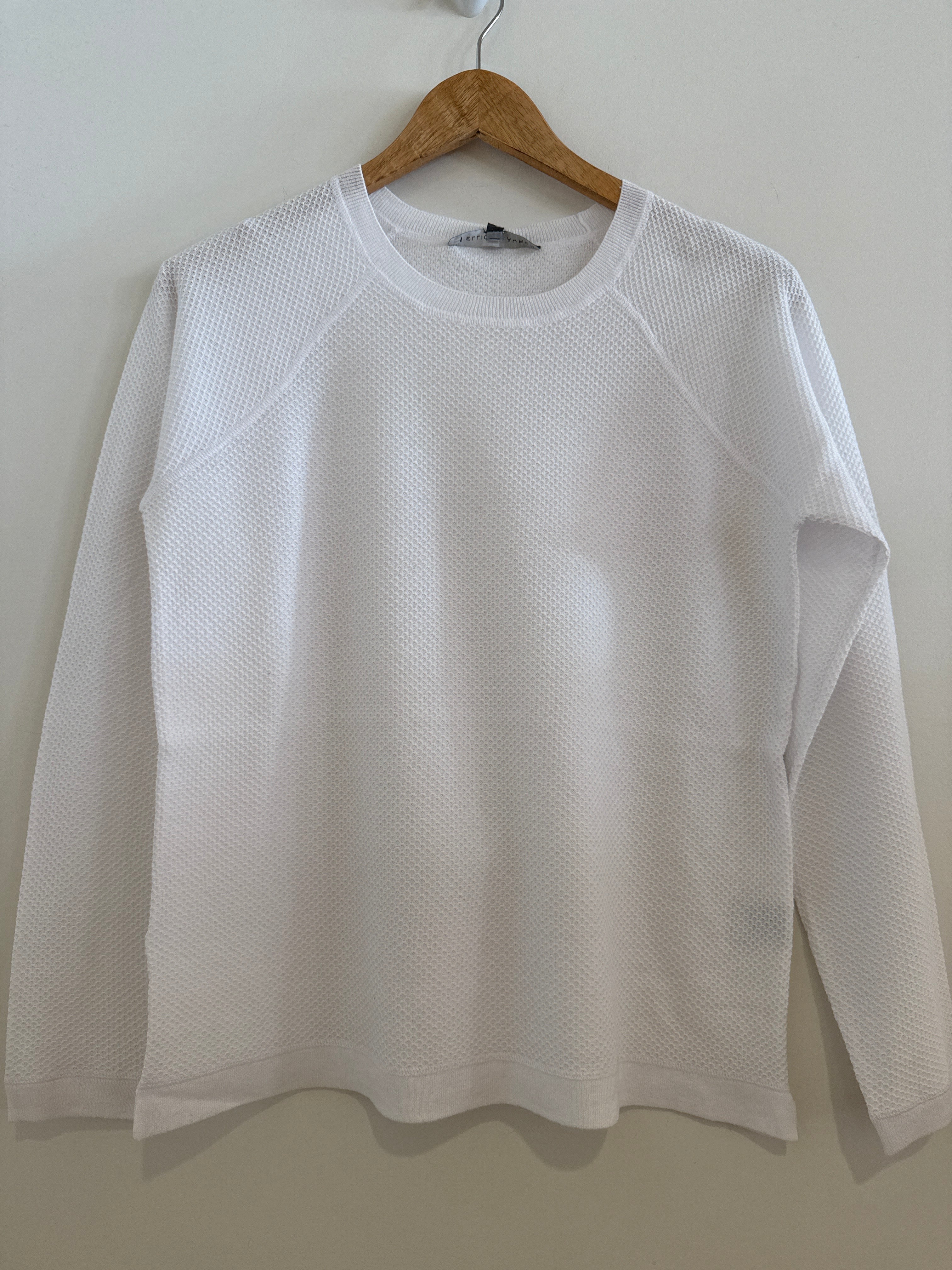 Elliott Lauren White Piqué Long Sleeve Top