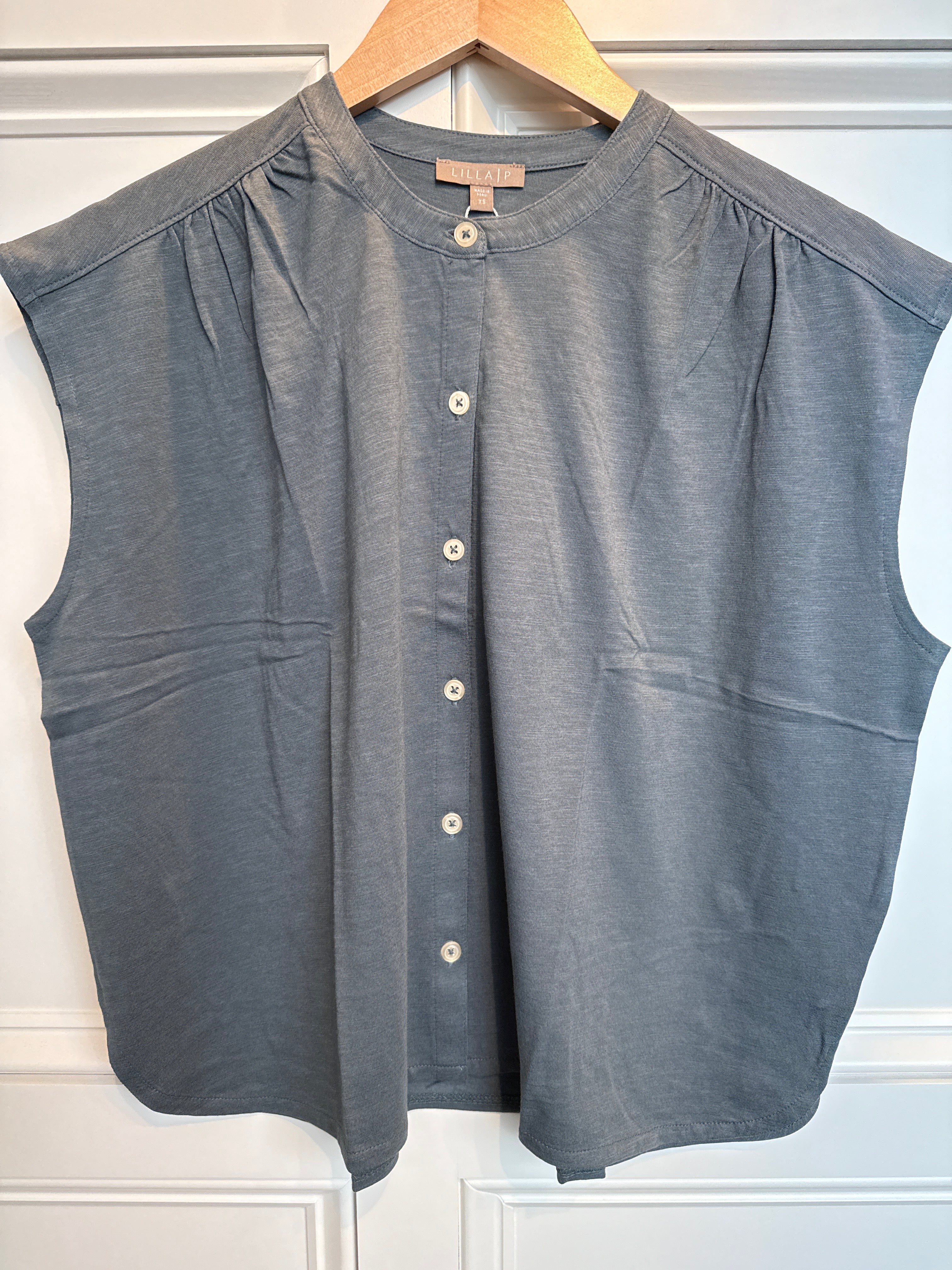 Lilla P Relaxed Button Down Tee Dusk