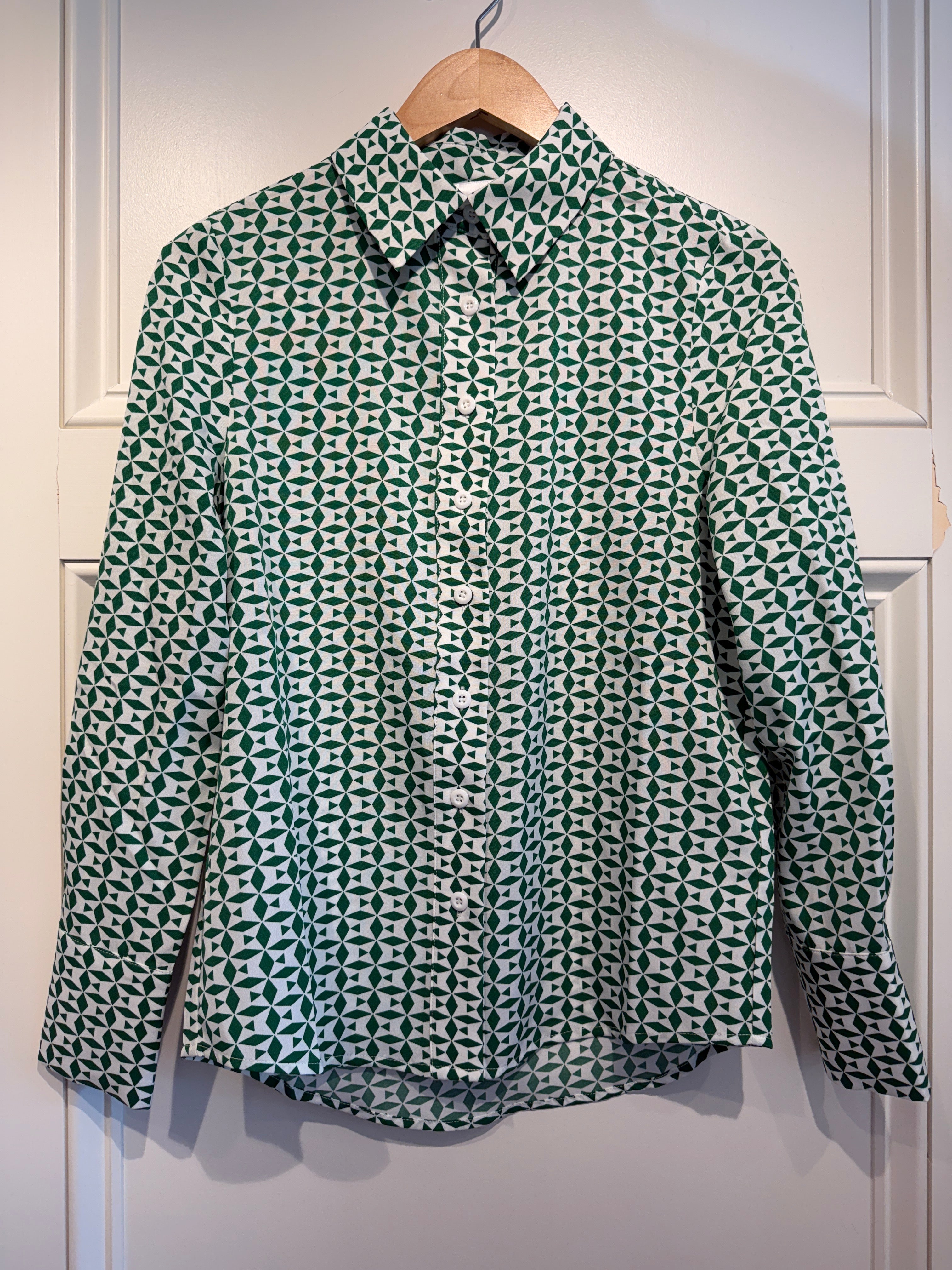 Anonyme Green & White Print Top