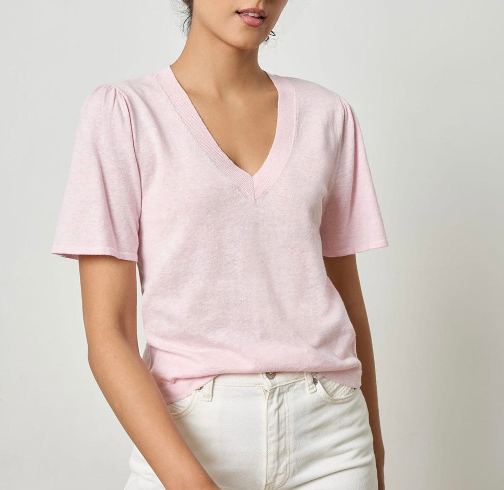 Lilla P Short Sleeve V Neck Sweater Wildflower
