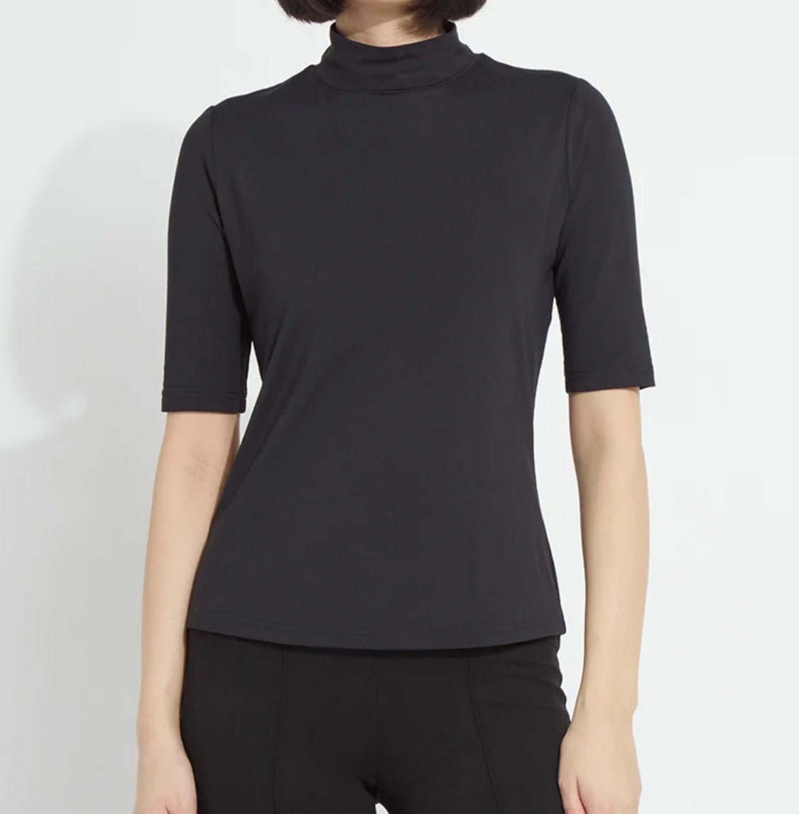 Lysse Clara Mock Neck Short Sleeve Top