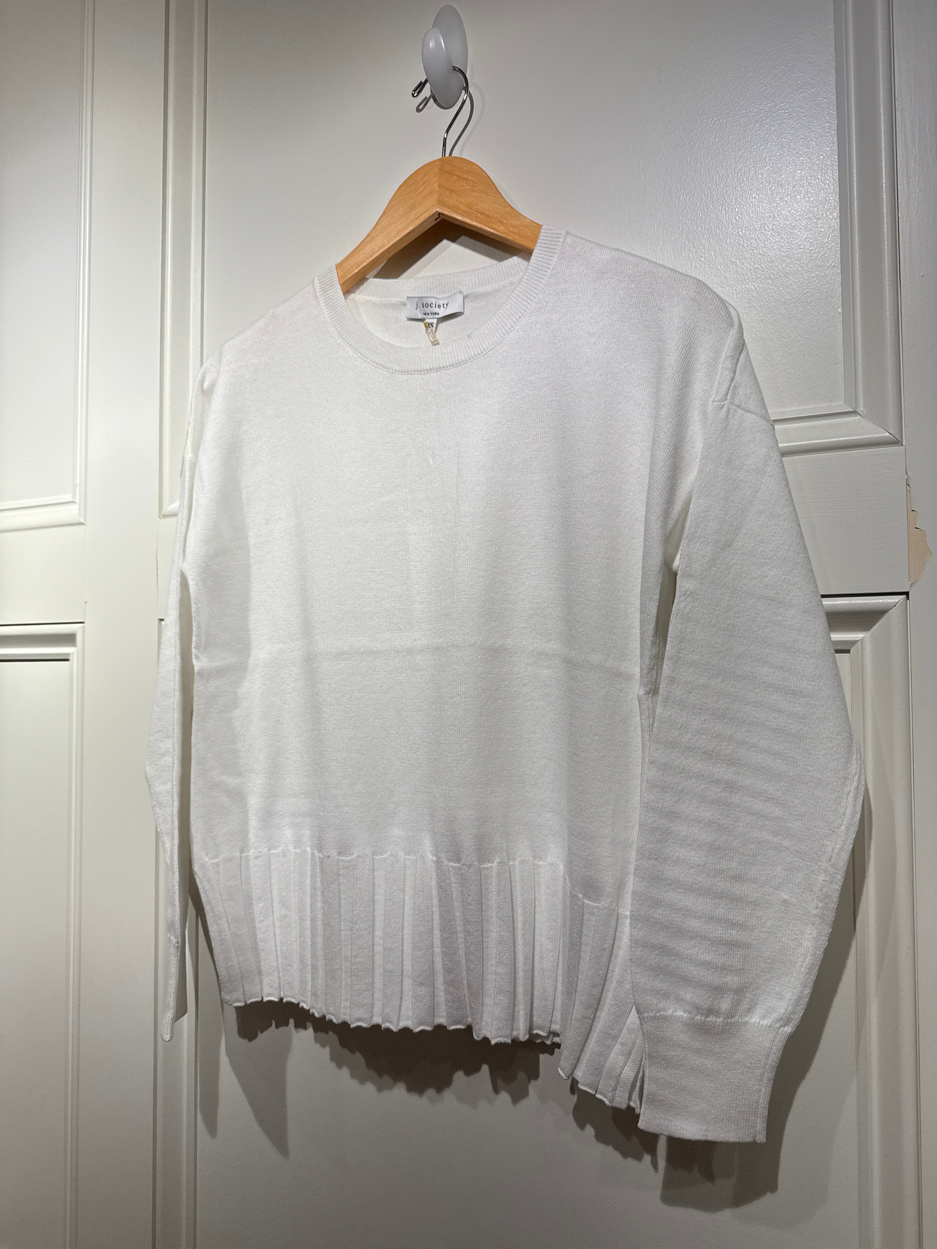 J Society Rib Bottom Crew Sweater White