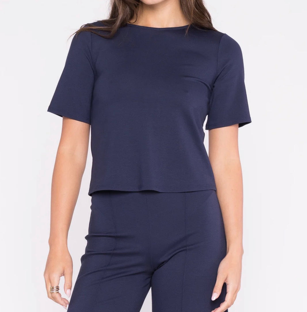 Ripley Rader Ponte Short Sleeve Top Navy