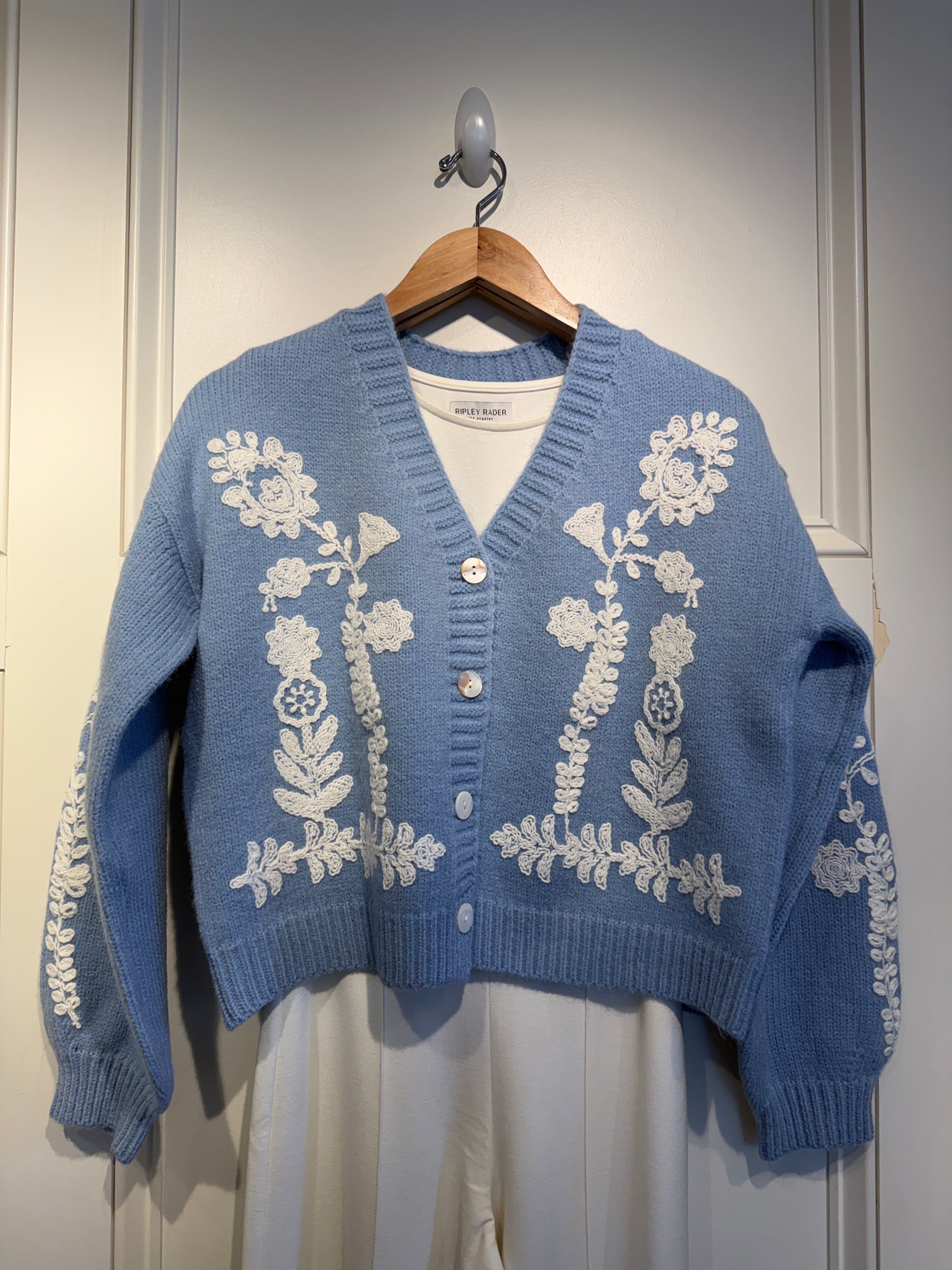 RR Light Blue Embroidered Cardigan