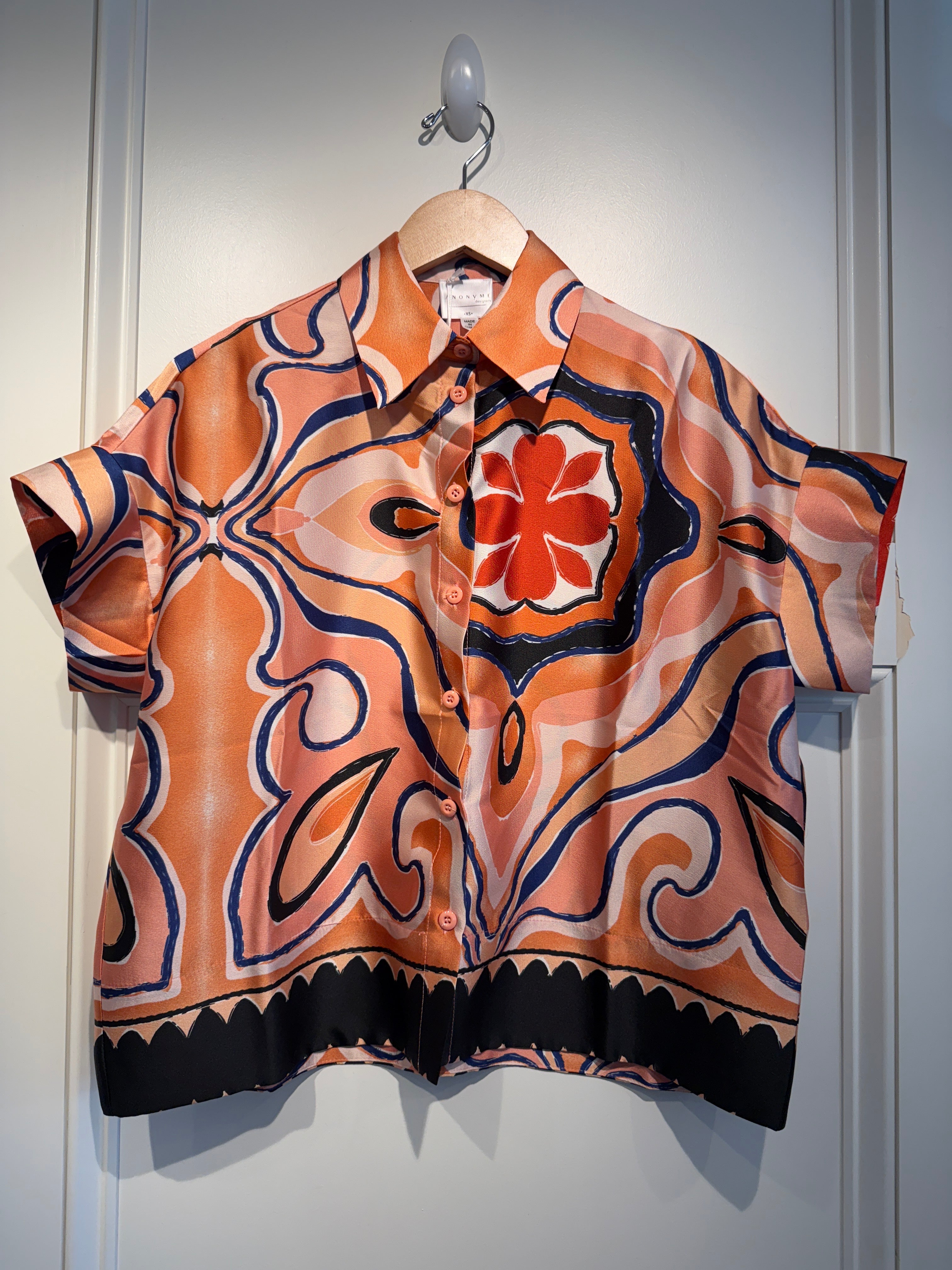 Anonyme Peach And Navy Print Top