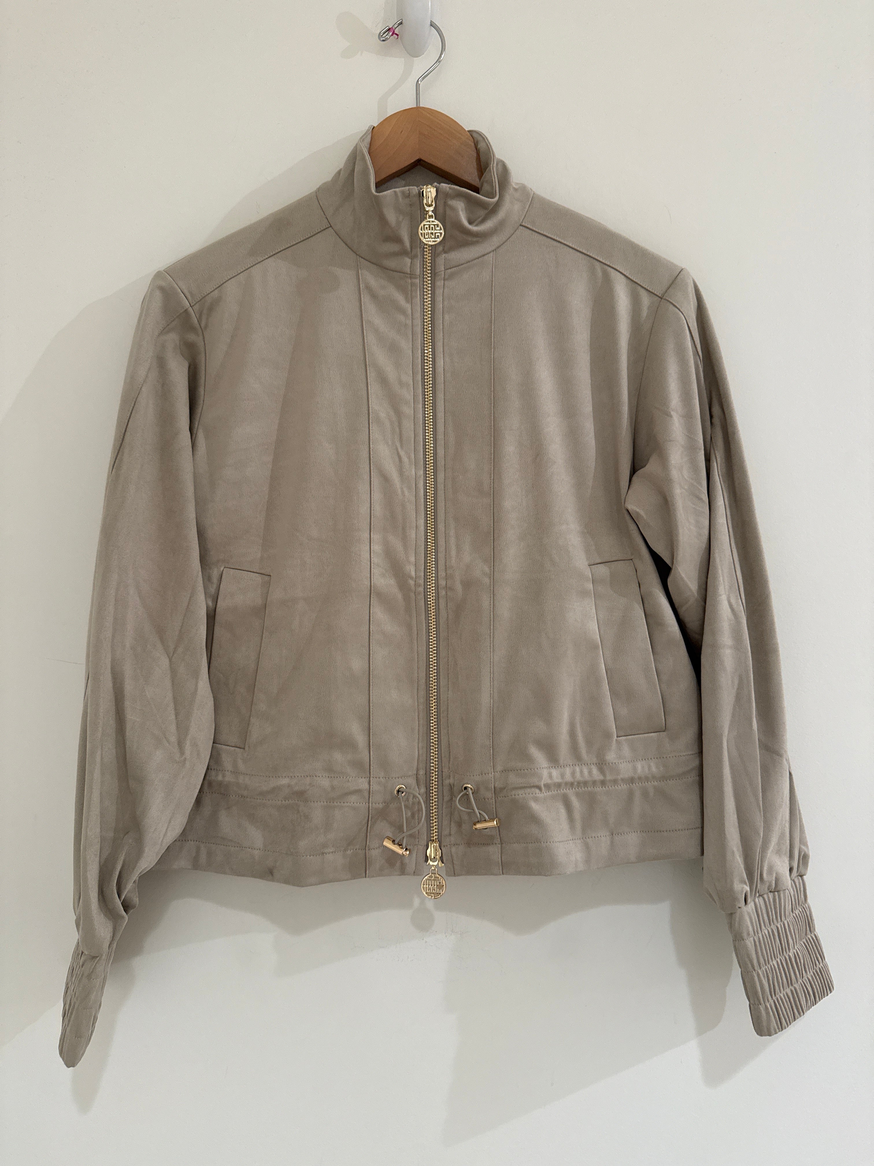 Emily McCarthy Bailey Bomber Dove Suede