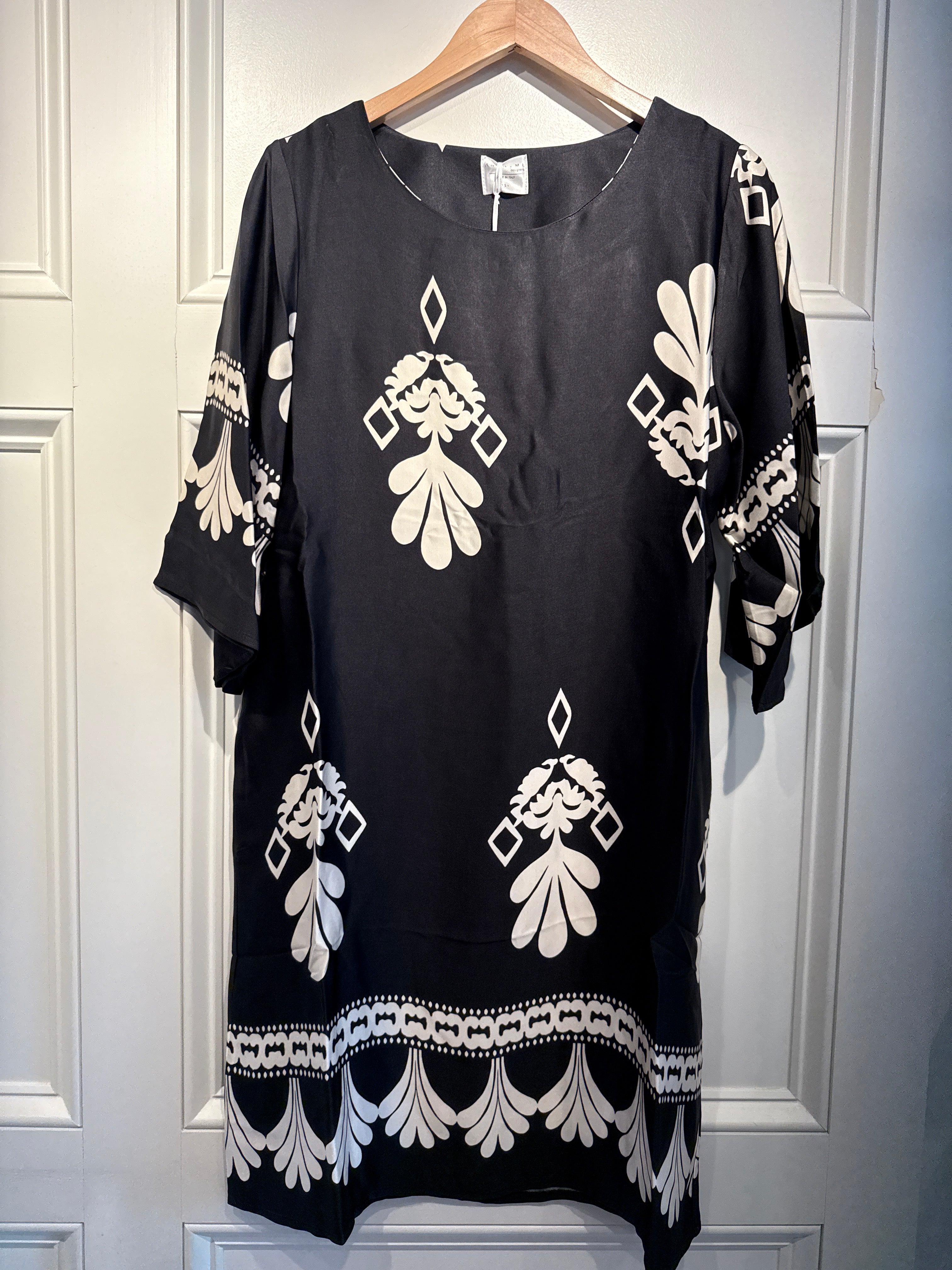 Anonyme Black Satin Print Dress