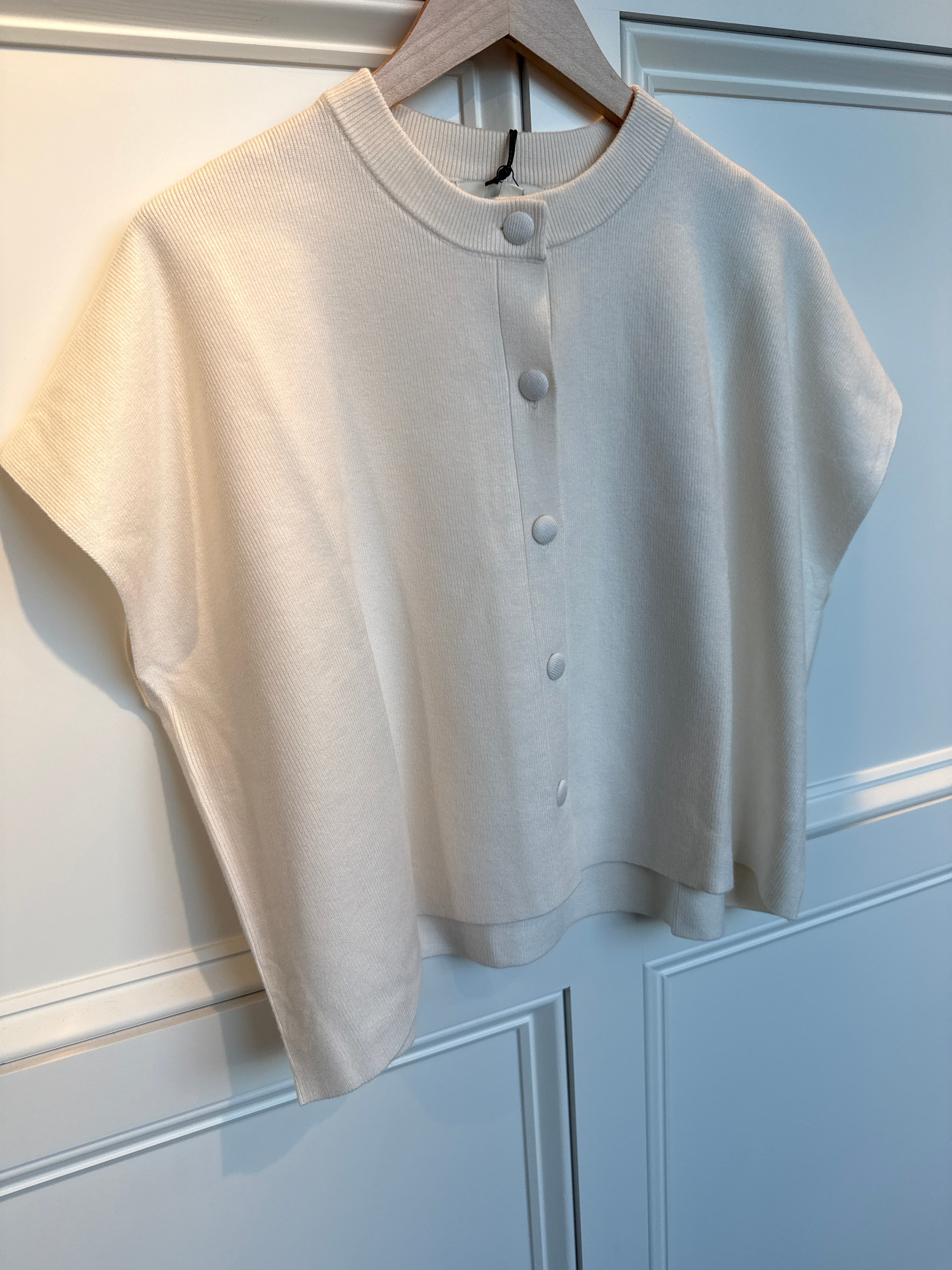 Button Down Cap Sleeve Sweater