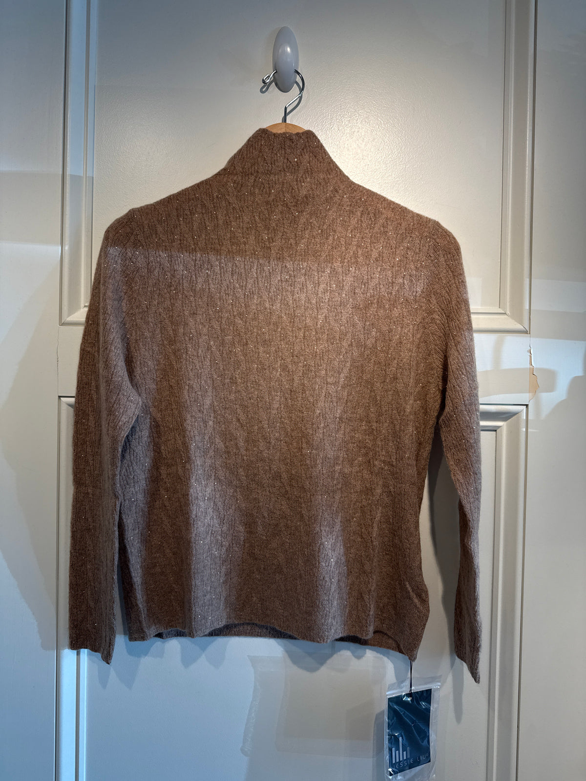 Jessie Liu Cashmere Turtleneck Sweater with Rhinestones