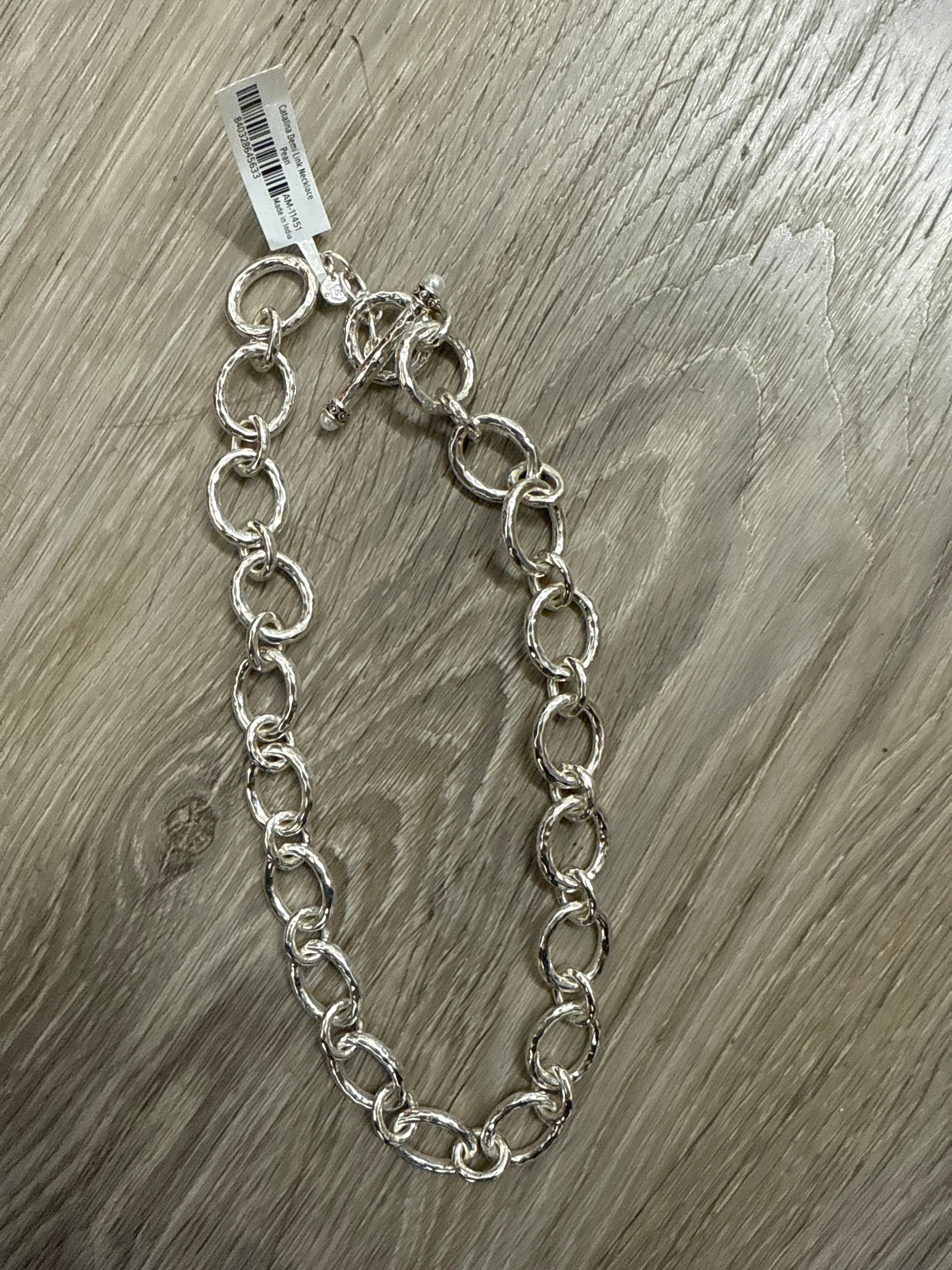 Julie Vos Catalina Demi Link Necklace Pearl Silver