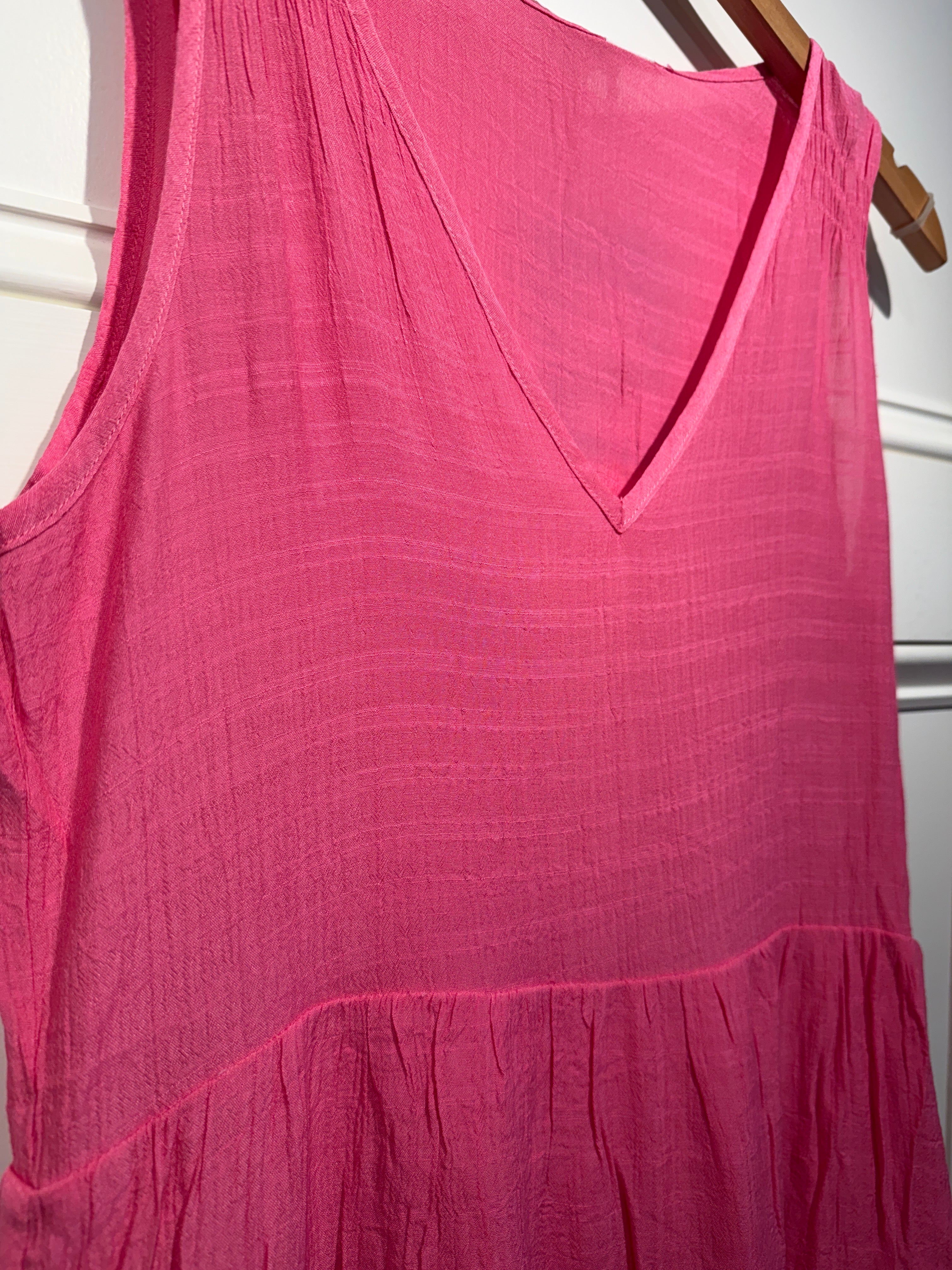Compania Fantastica Pink Tiered Midi Dress