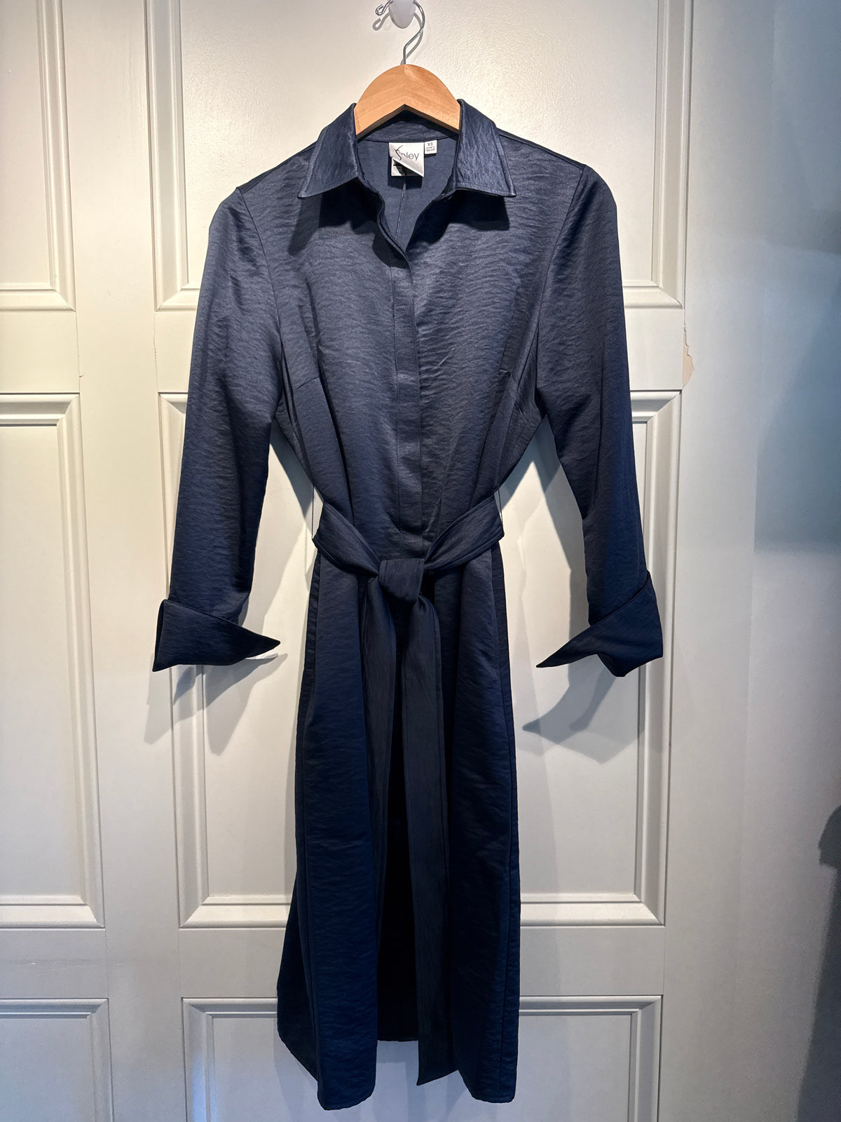 Finley Hudson Dress Sueded Navy Satin