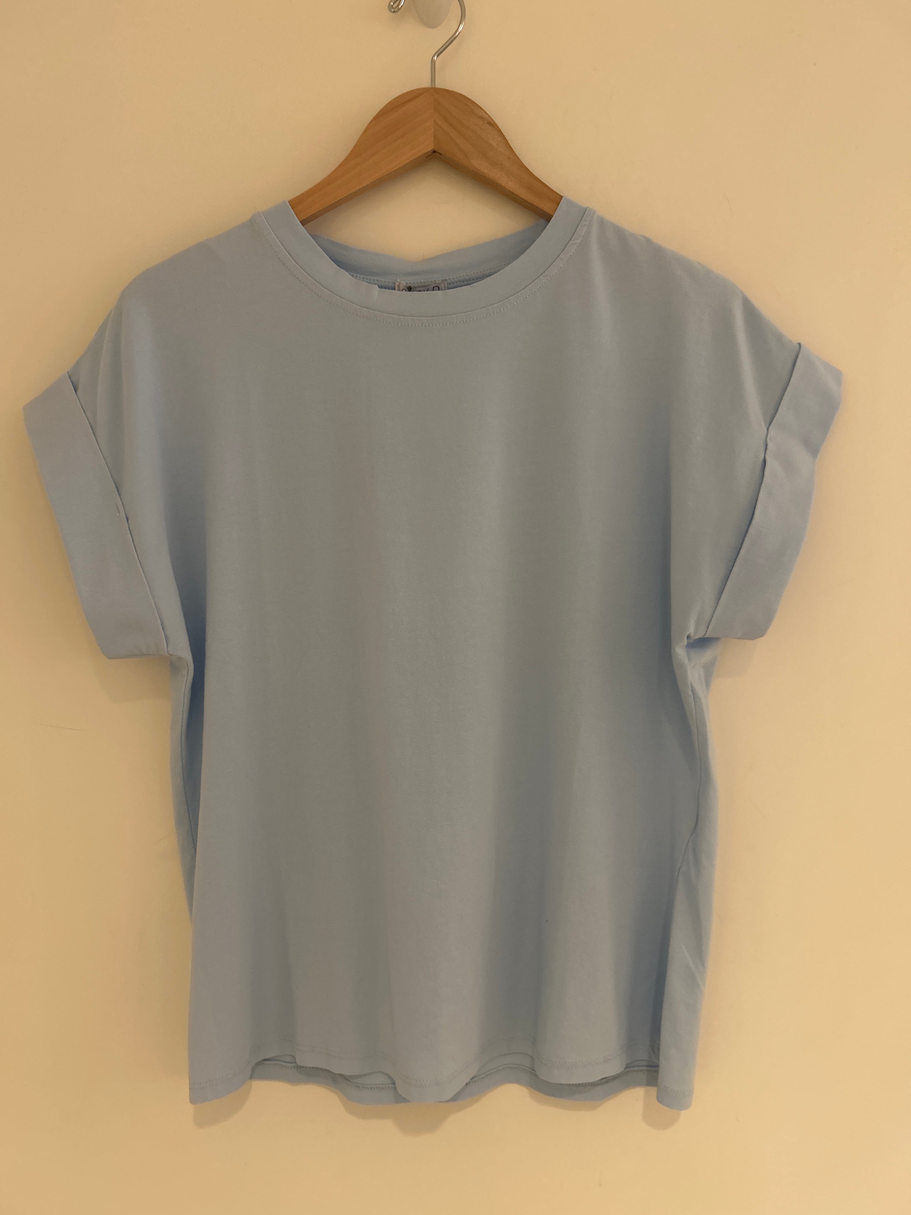 Suzy D Turned Sleeve Knit Tee Powder Blue