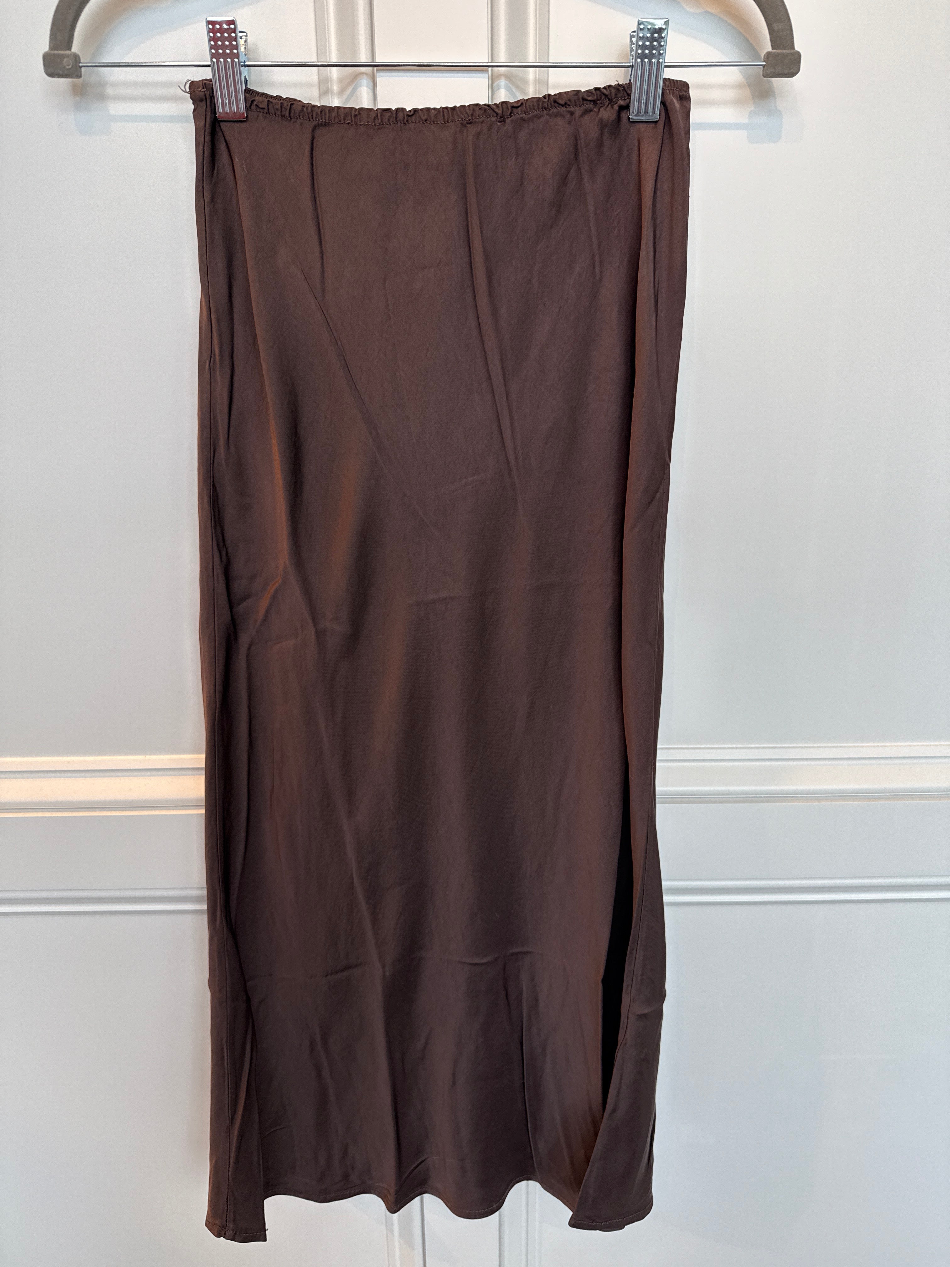 SD Gene Satin Bias Cut Skirt Chocolate