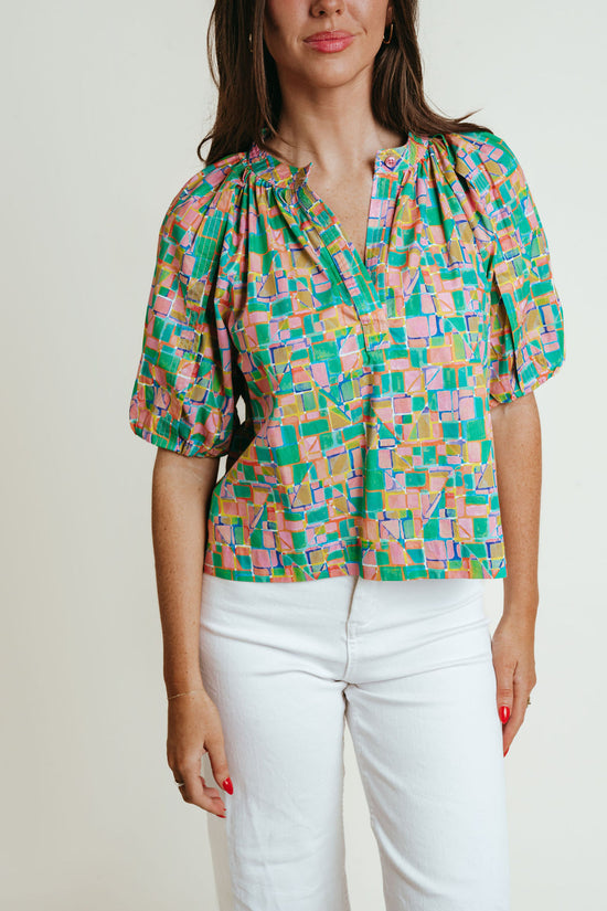 LaRoque Henley Blouse Pop Art