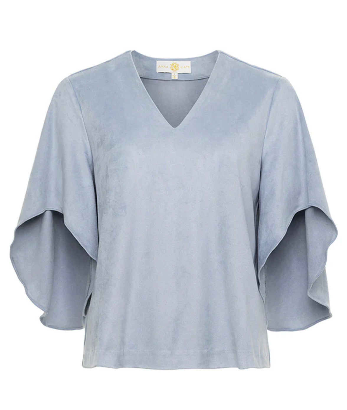 Anna Cate Nina Suede Top Baby Blue