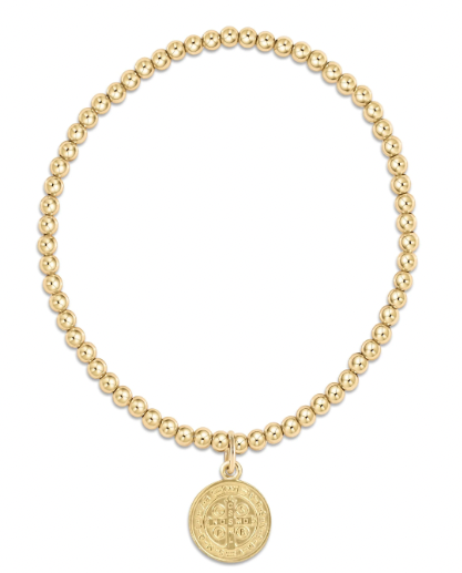 E Newton Classic Gold 3mm Blessing Disc Charm Bracelet
