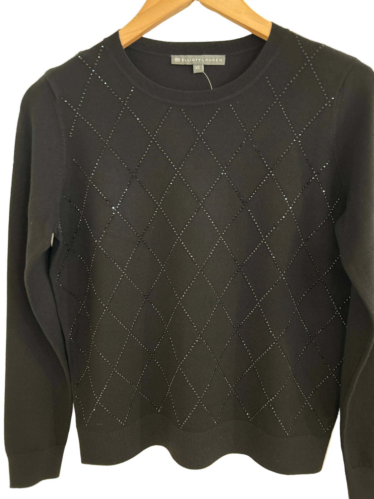 Elliott Lauren Black Argyle Sparkle Sweater