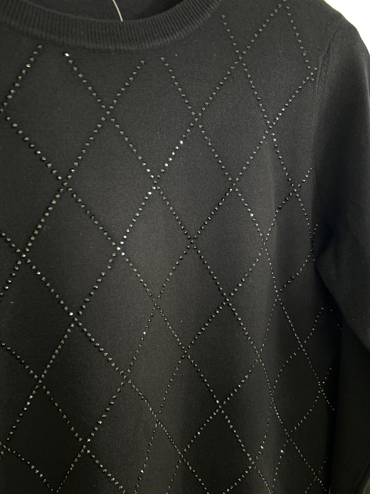 Elliott Lauren Black Argyle Sparkle Sweater