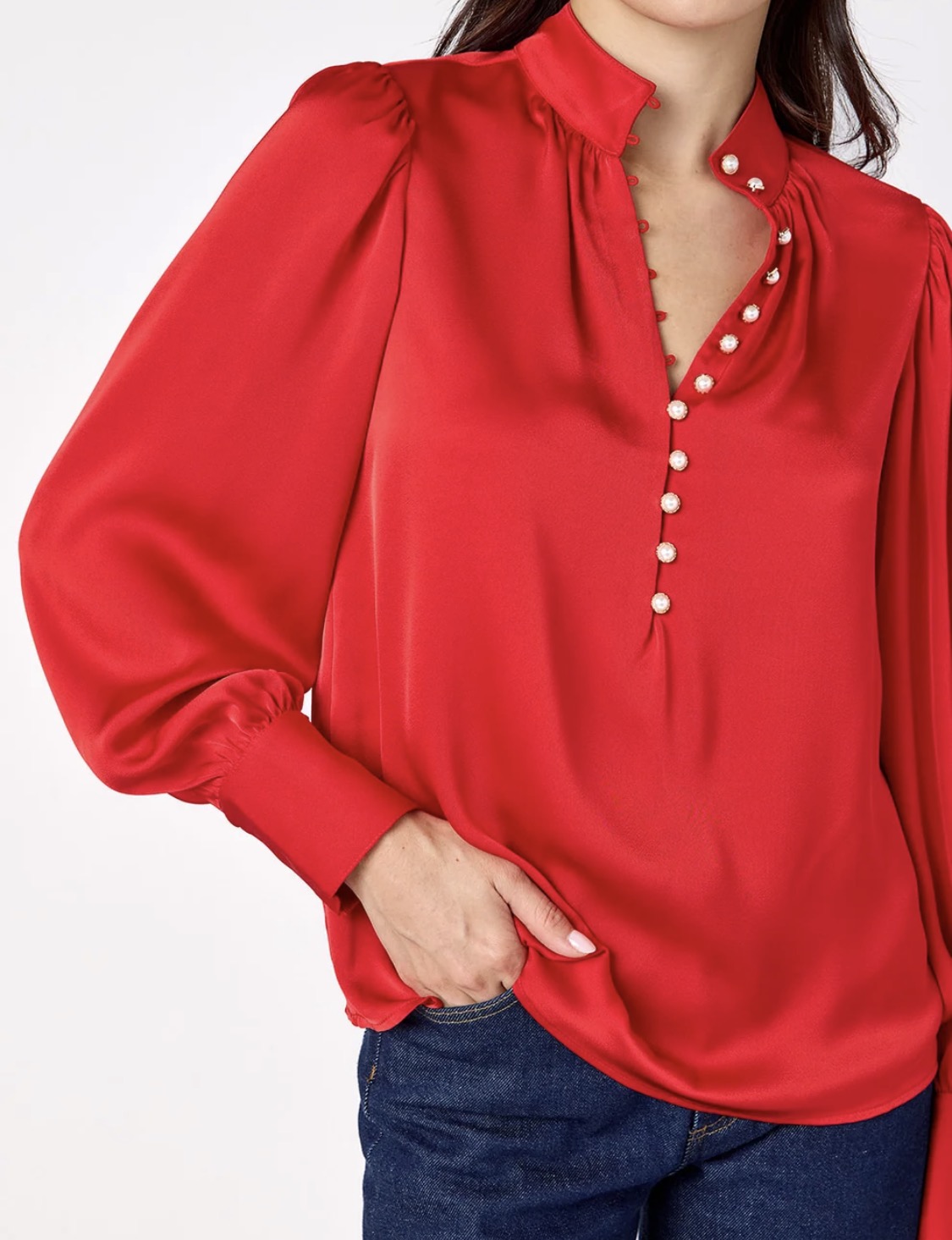 Crosby Leland Blouse Ruby Red