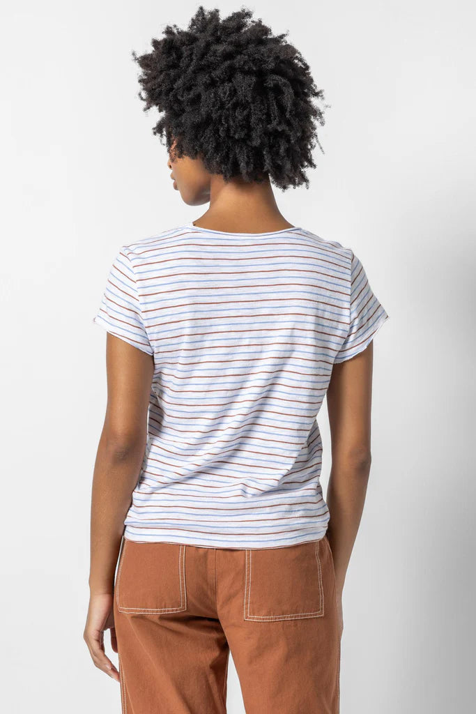 Lilla P Striped Scoop Neck Tee
